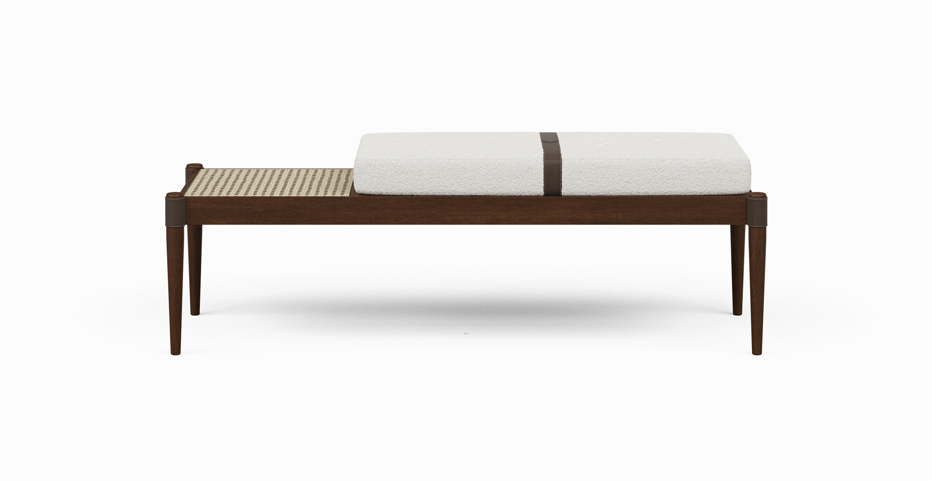 Norfolk Mid Century Rattan Bench -  Wood Neutral Brown