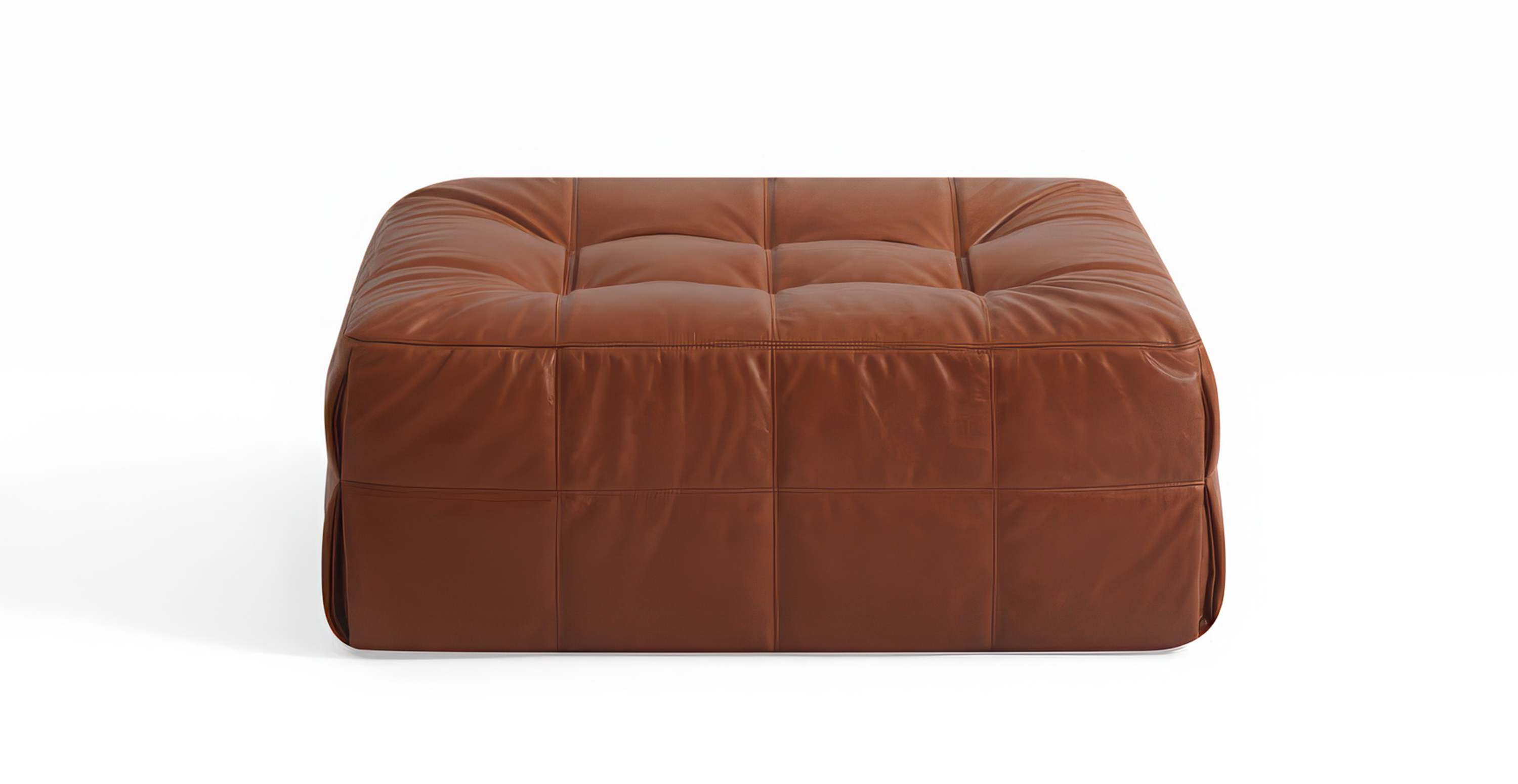 Michel Ducaroy Kashyma Modern Small Ottoman -  Leather Antique Brown