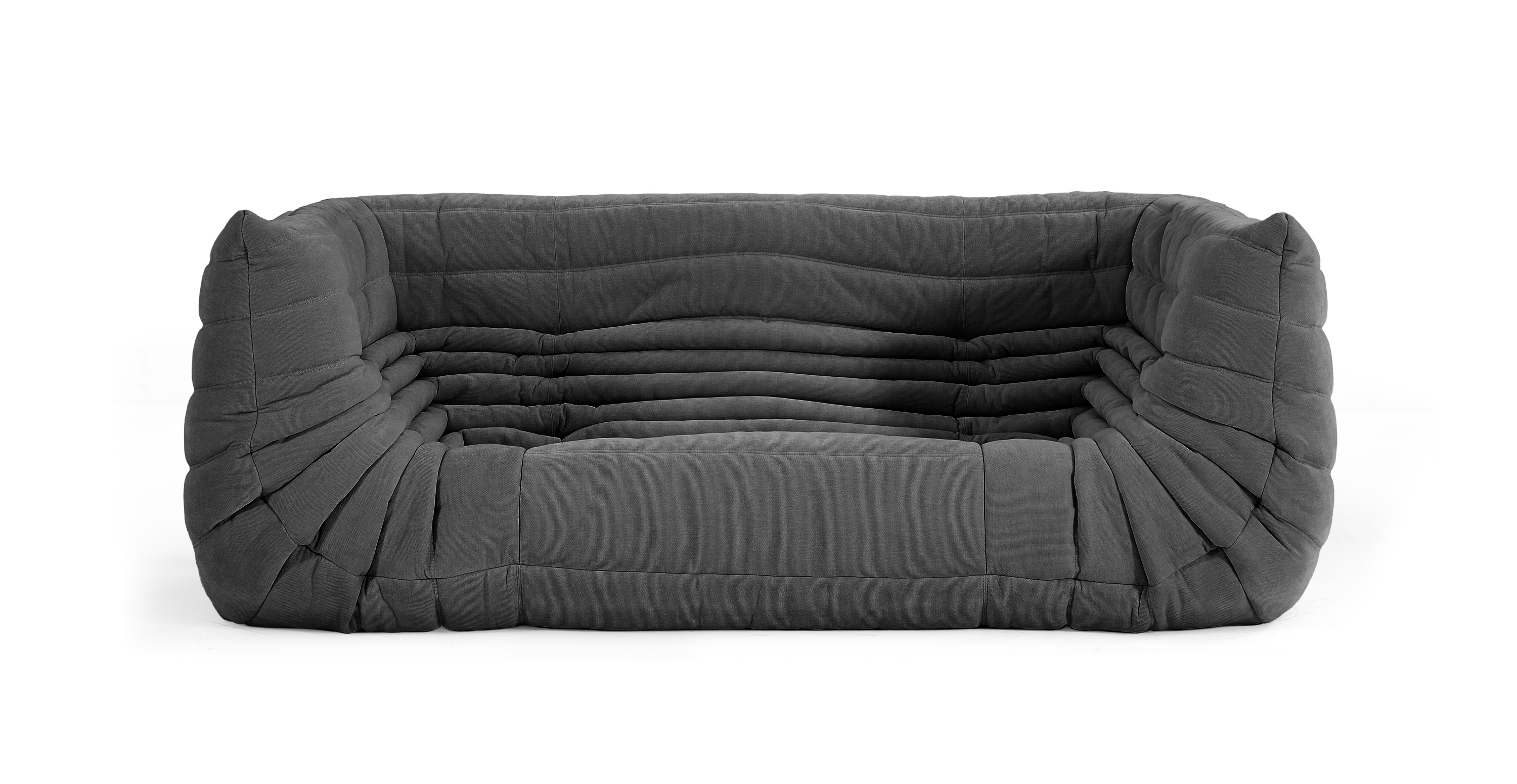 Michel Ducaroy Quayside 3 Seater Medium Fabric Sofa With Arms -  Chenille Charcoal Gray