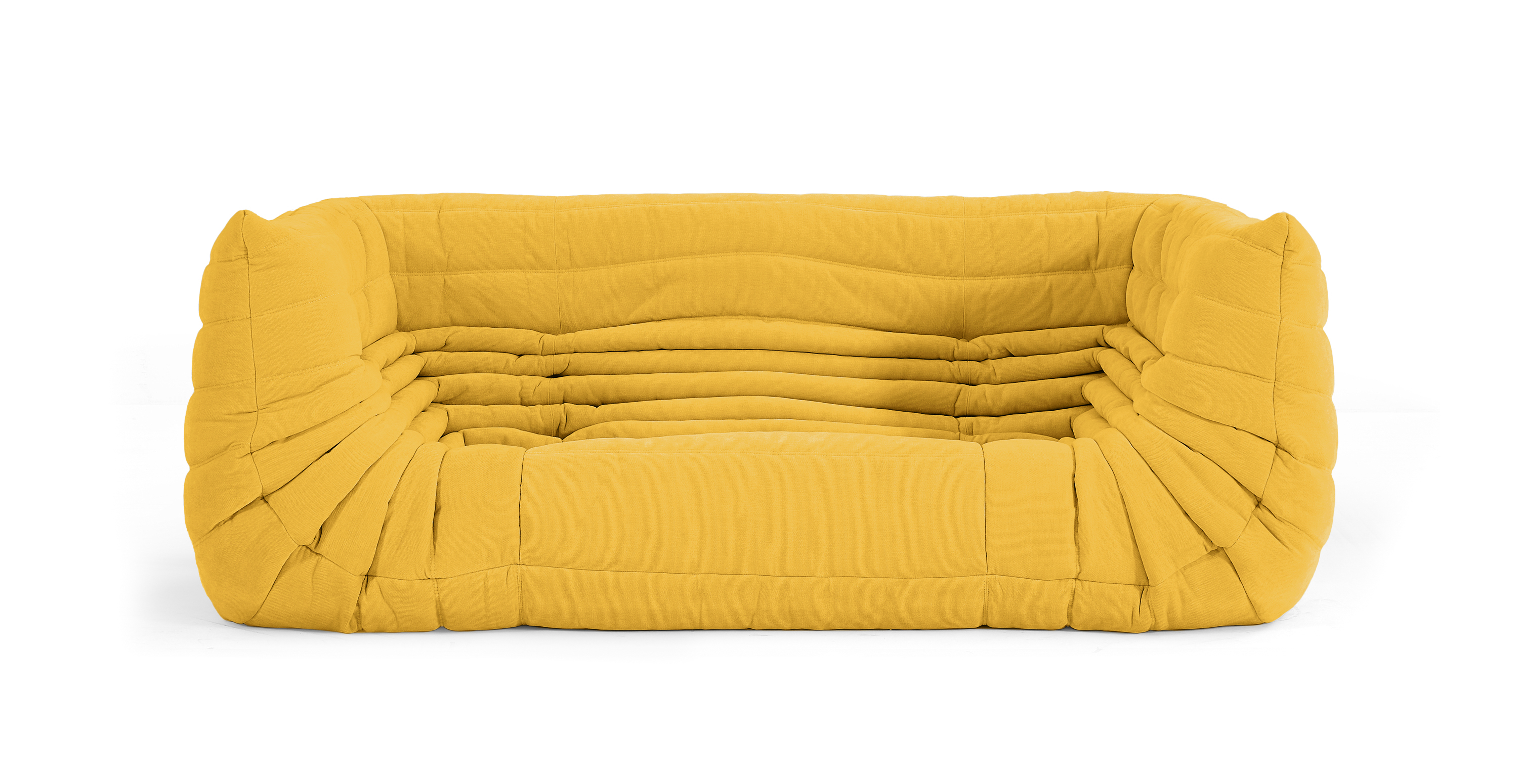 Michel Ducaroy Quayside 3 Seater Medium Fabric Sofa With Arms -  Chenille Yellow