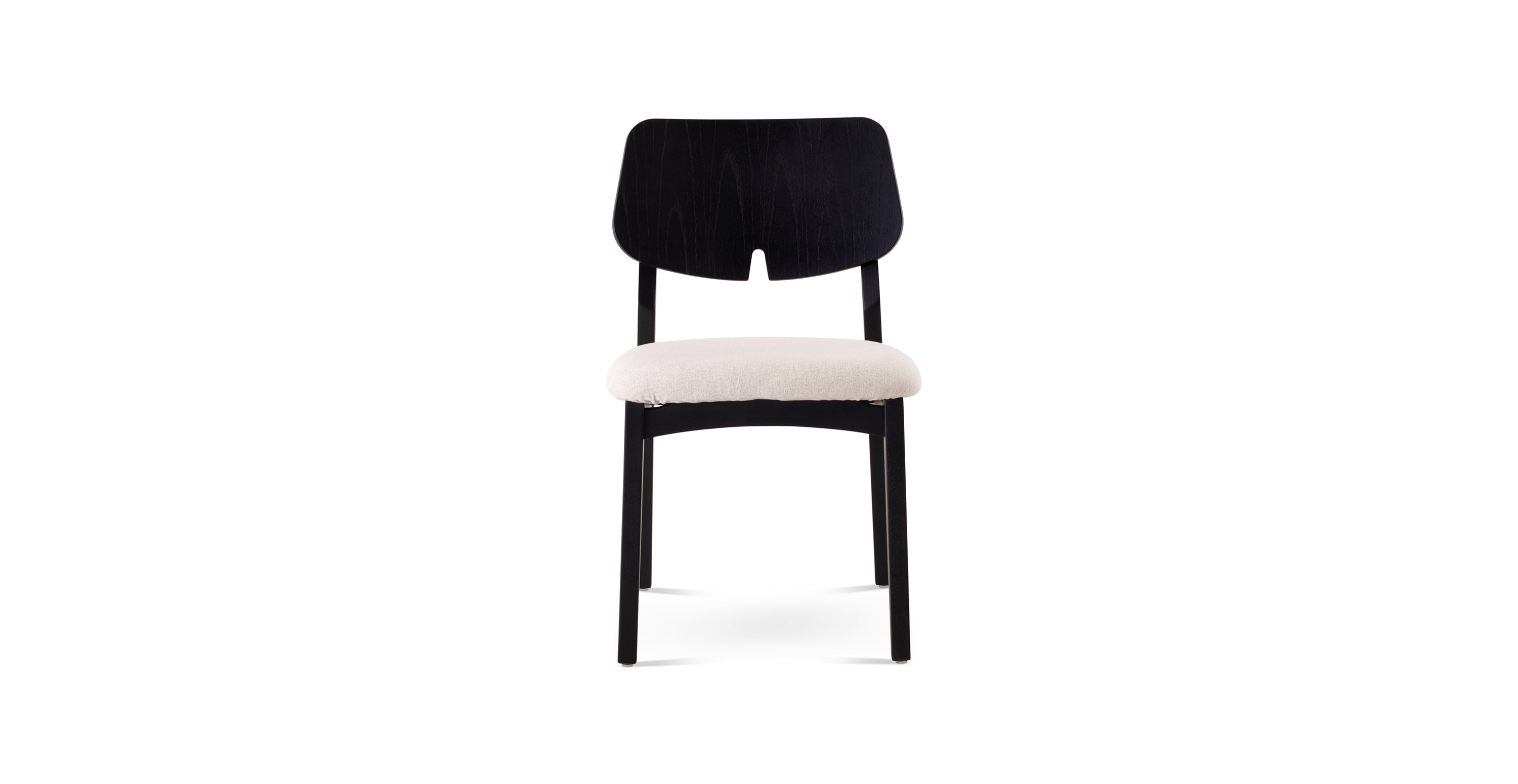 Cherry Modern Upholstered Side Chair -  Ebano Frame Medley Ivory