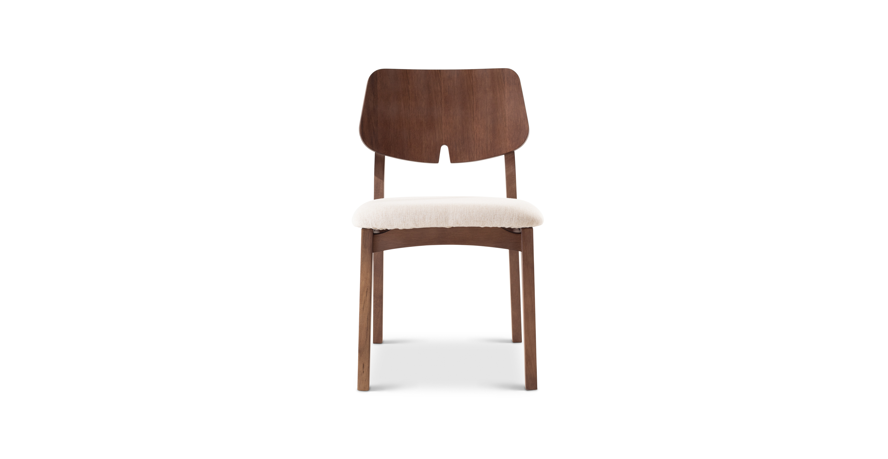 Cherry Modern Upholstered Side Chair -  Nogal Frame Medley Ivory