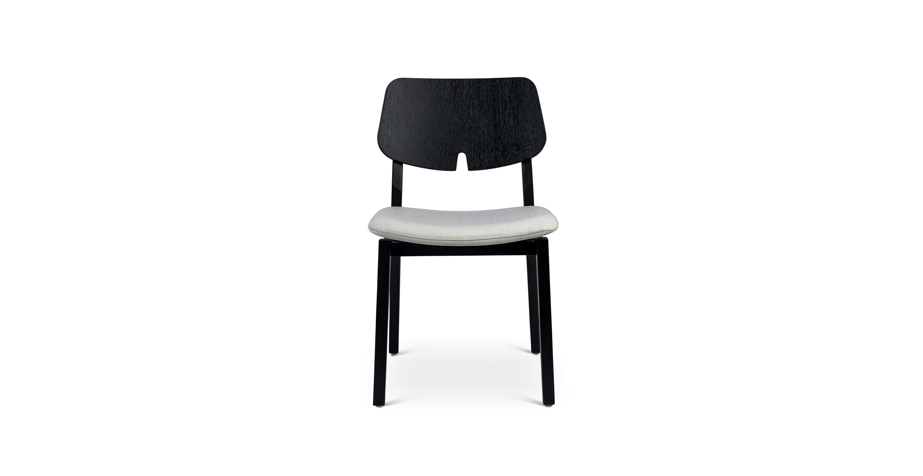 Cherry Modern Upholstered Side Chair -  Ebano Frame Alabaster
