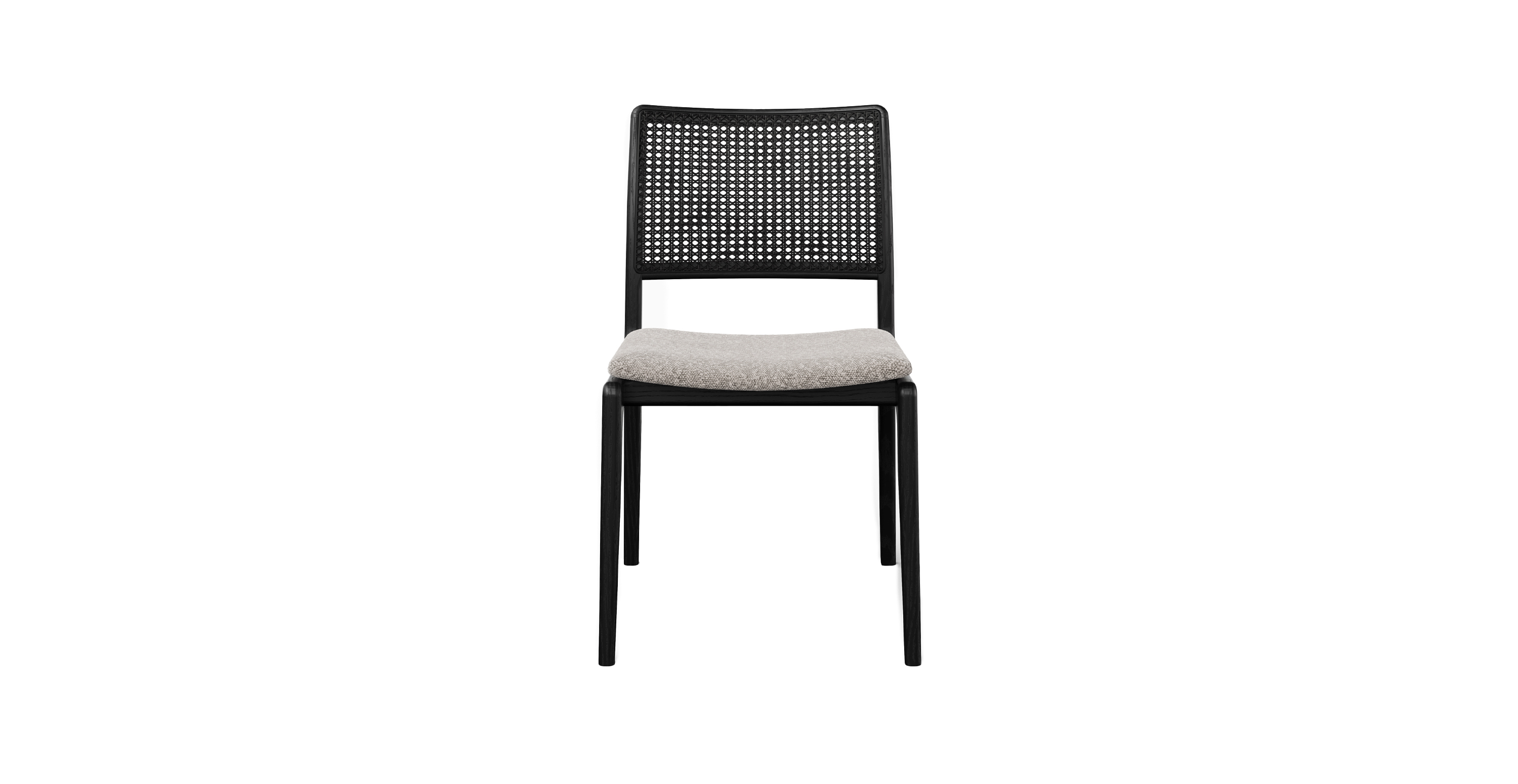 Lafayette Mid Century Rattan Cane Side Chair -  Ebano Frame Boucle Crafted Glaze