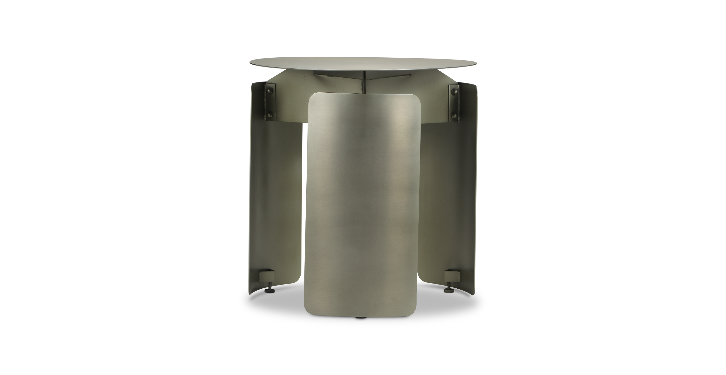 Conrad Industrial Metal End Table -  Steel Nickel