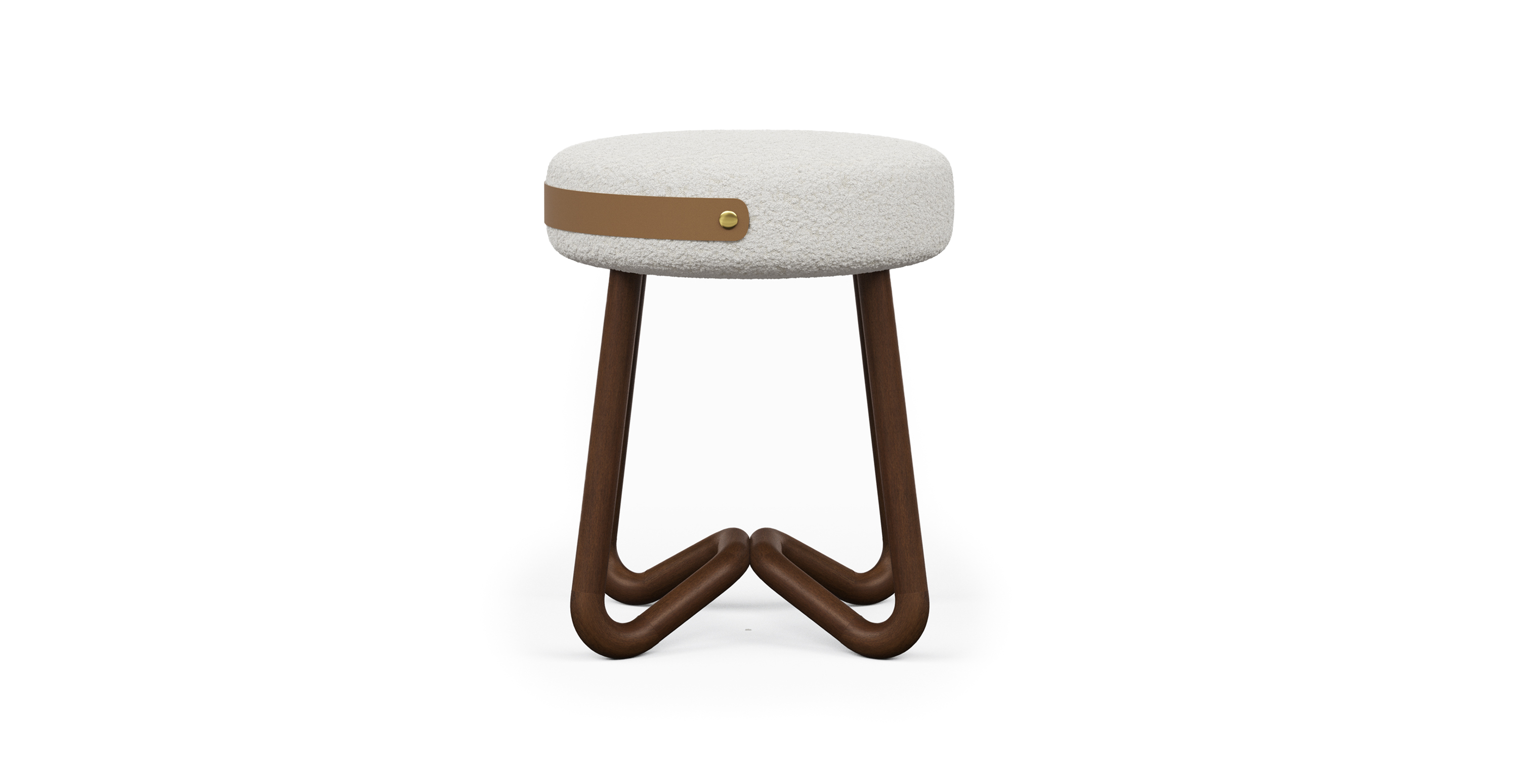 Trinity Scandi Upholstered Stool - Wood Brown