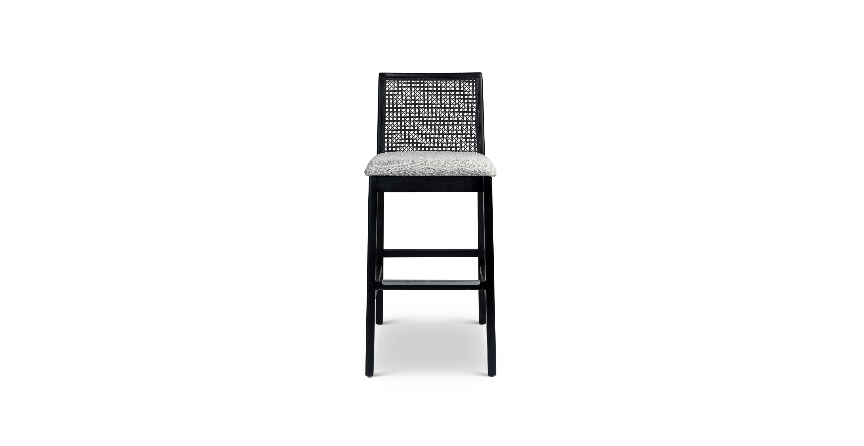 Clinton Mid Century Cane Bar Stool -  Wood Crafted Glaze - Ebano
