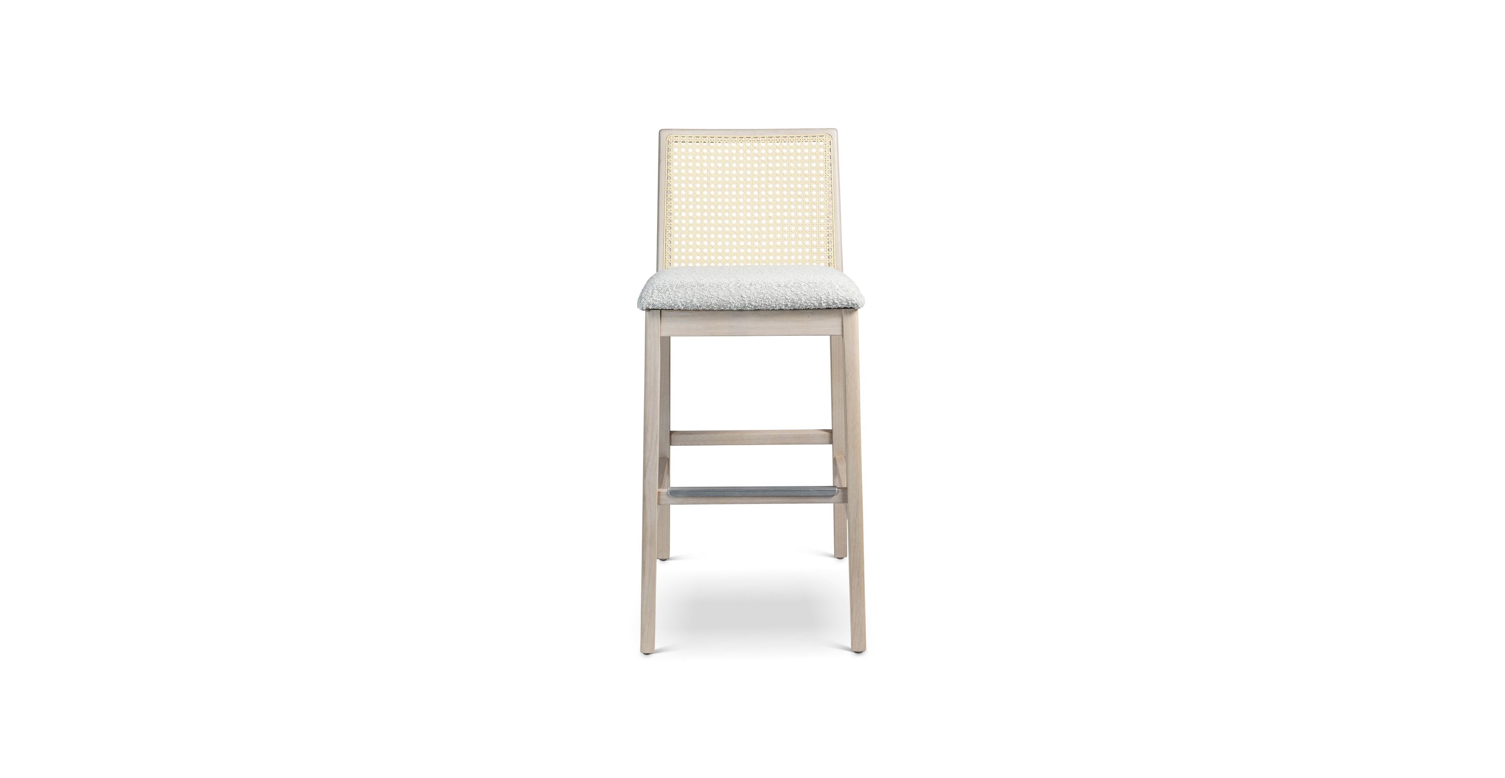 Clinton Mid Century Cane Bar Stool -  Wood Crafted Glaze - Nevoa
