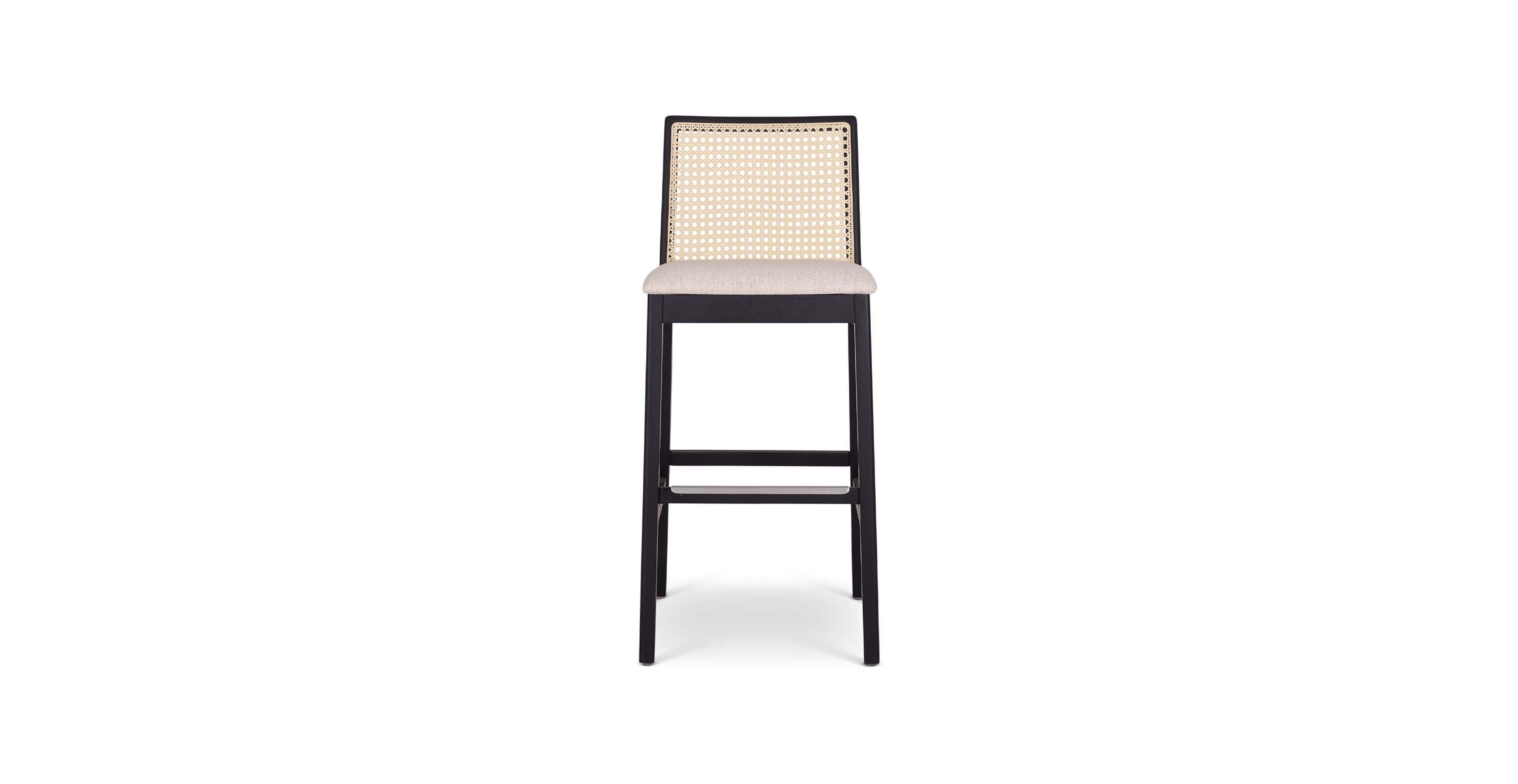 Clinton Mid Century Cane Bar Stool -  Wood Medley Ivory - Ebano