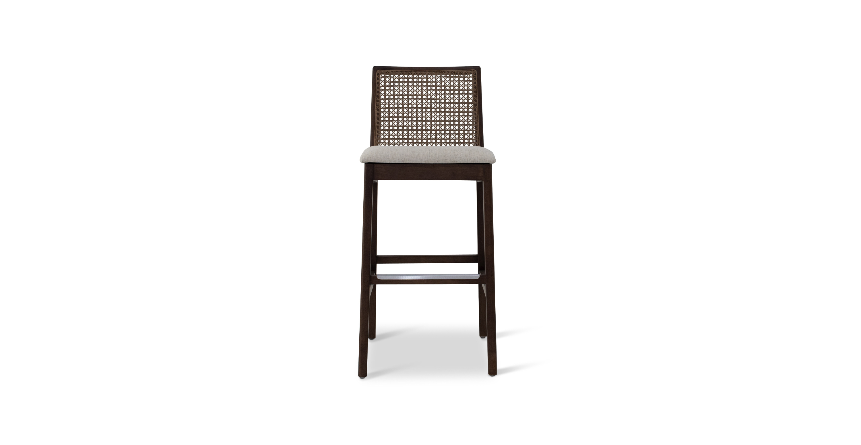 Clinton Mid Century Cane Bar Stool -  Wood Medley Ivory - Nogal