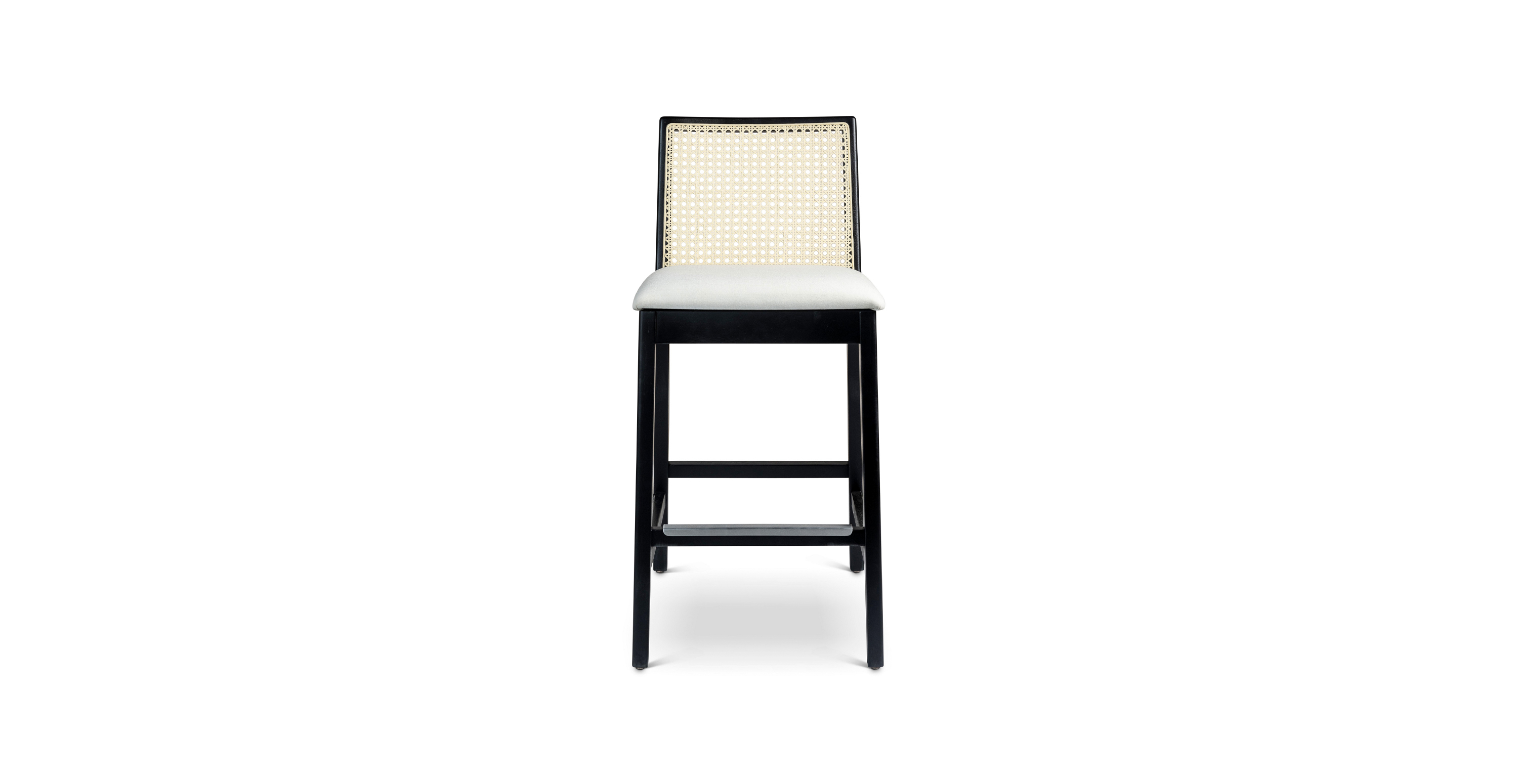 Clinton Mid Century Cane Bar Stool -  Wood Alabaster - Ebano