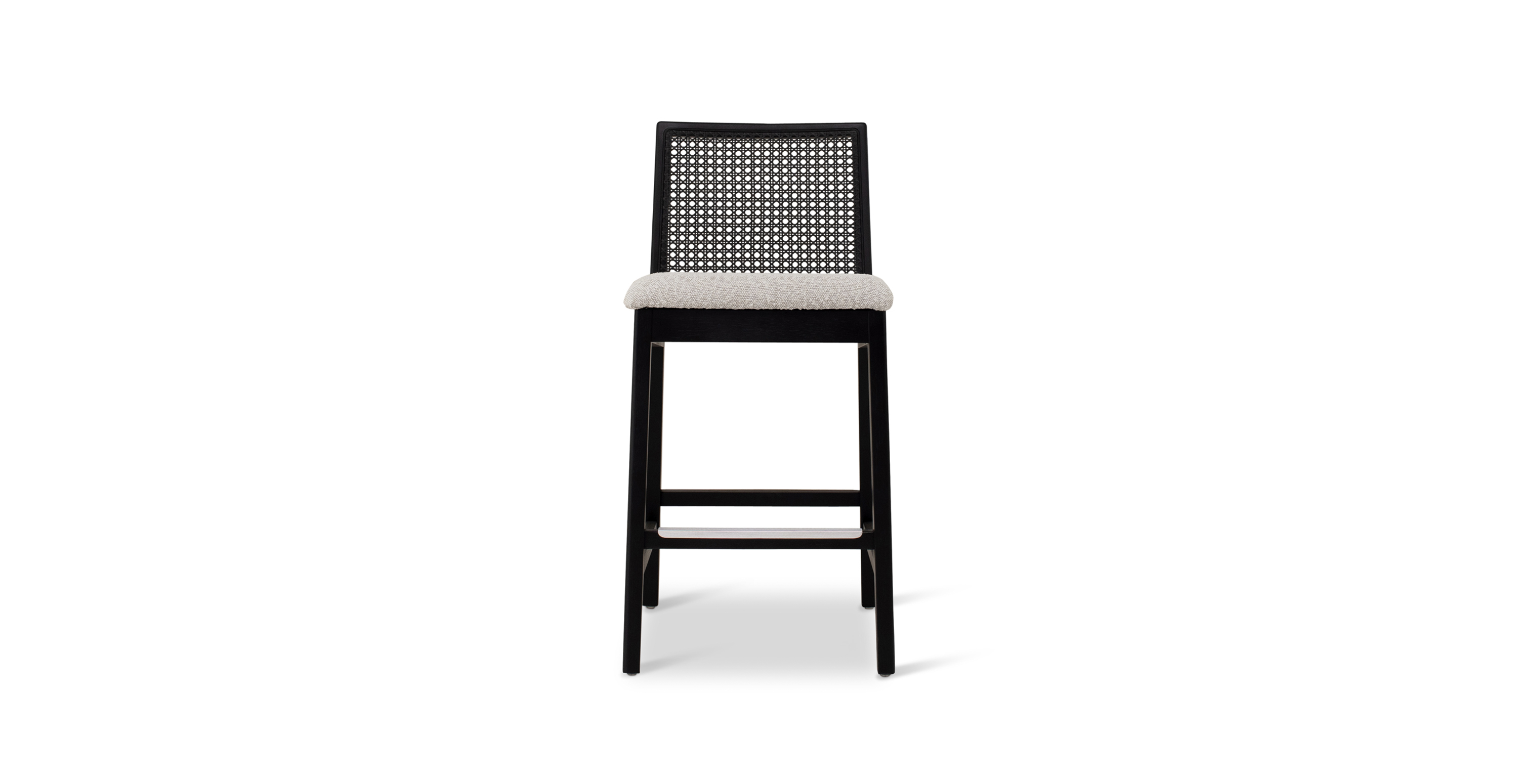 Clinton Mid Century Cane Counter Stool -  Wood Crafted Glaze - Ebano