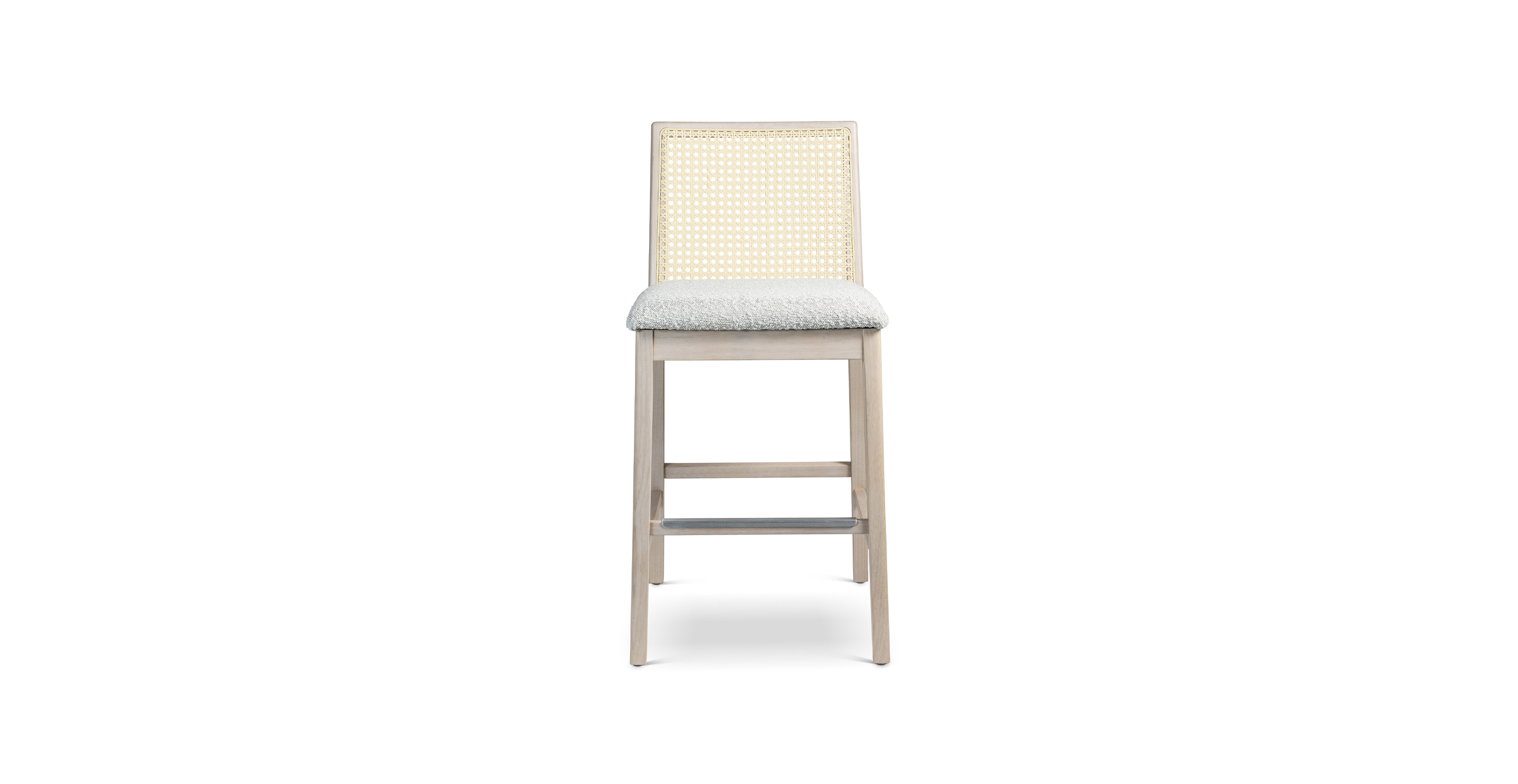 Clinton Mid Century Cane Counter Stool -  Wood Crafted Glaze - Nevoa