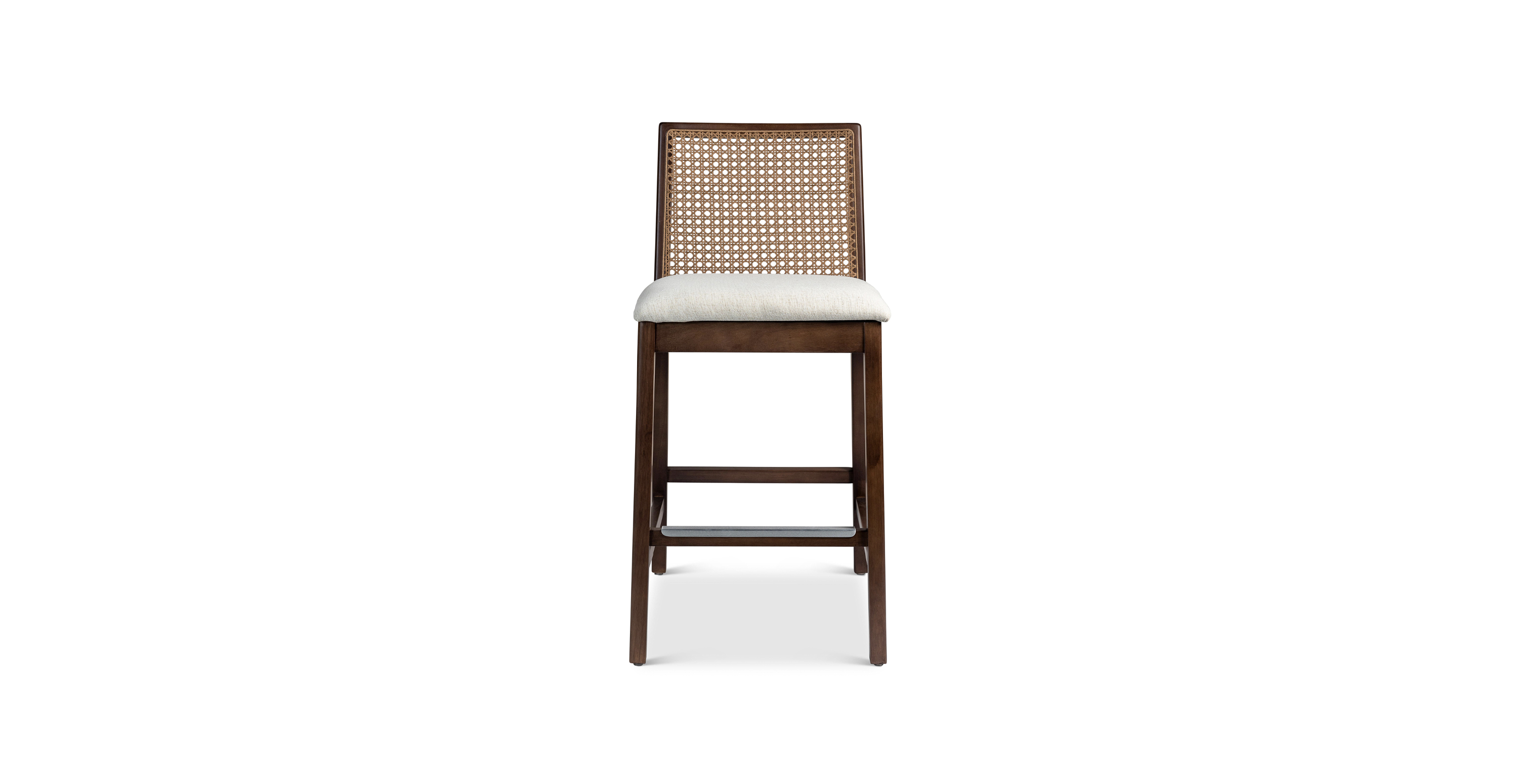 Clinton Mid Century Cane Counter Stool -  Wood Medley Ivory - Nogal