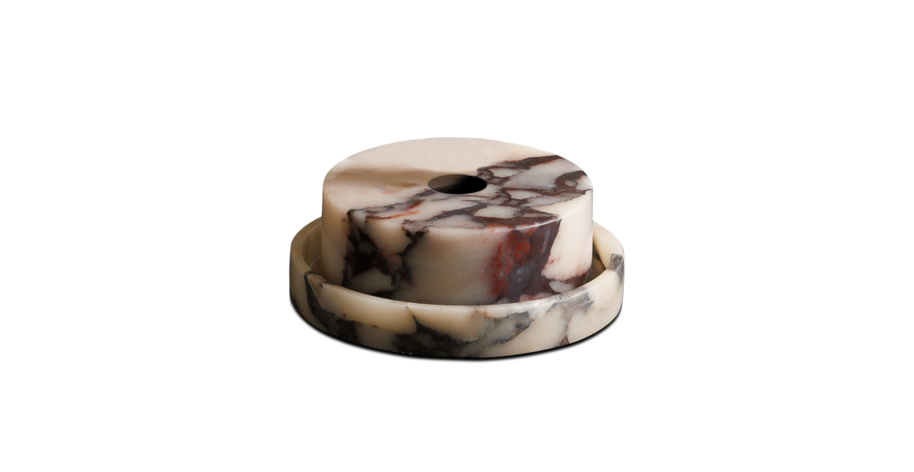 Leroy Modern Marble Candlestick Holder -  Travertine