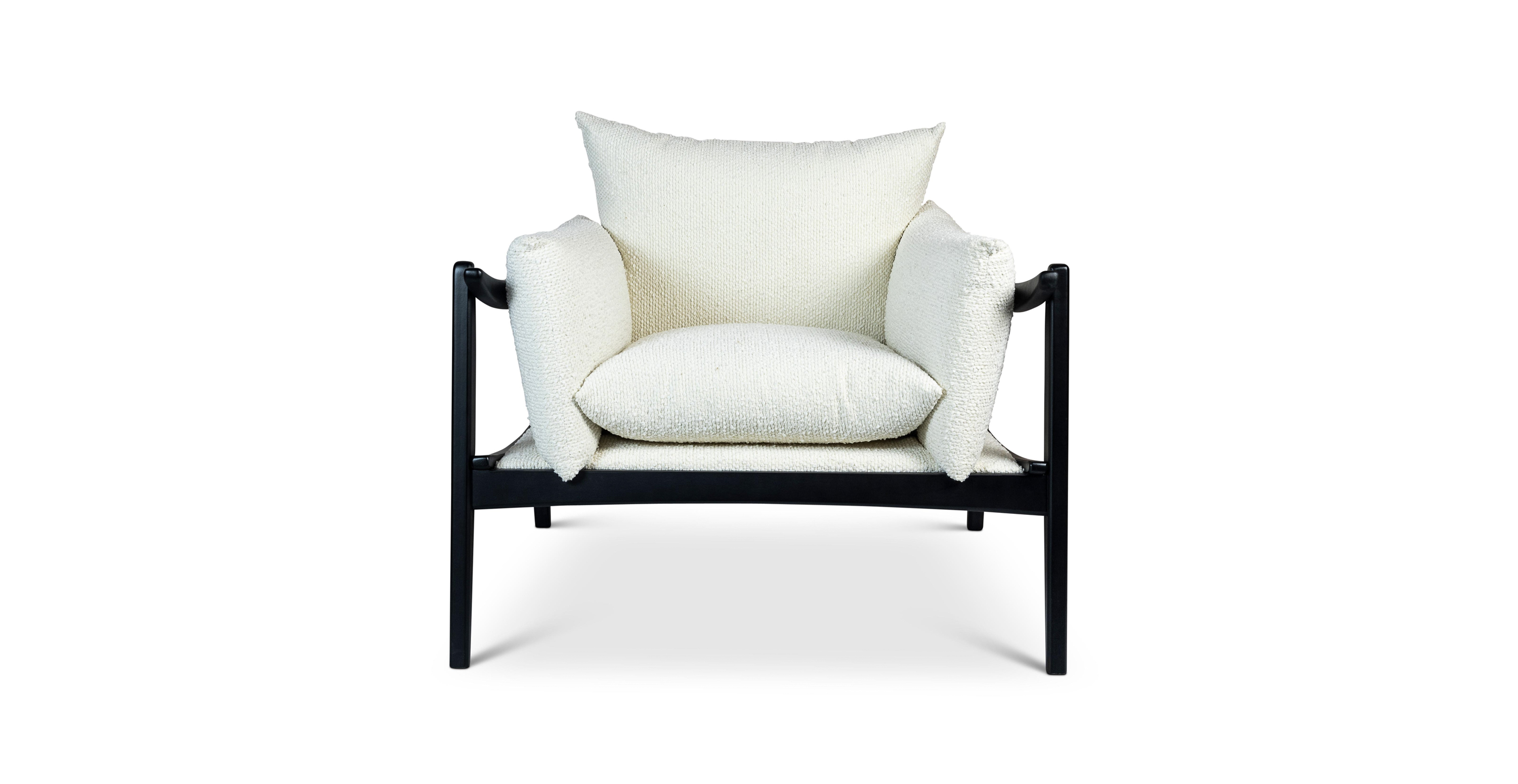 Pearl Scandi Accent Chair -  Wood Boucle Fabric - Black Frame
