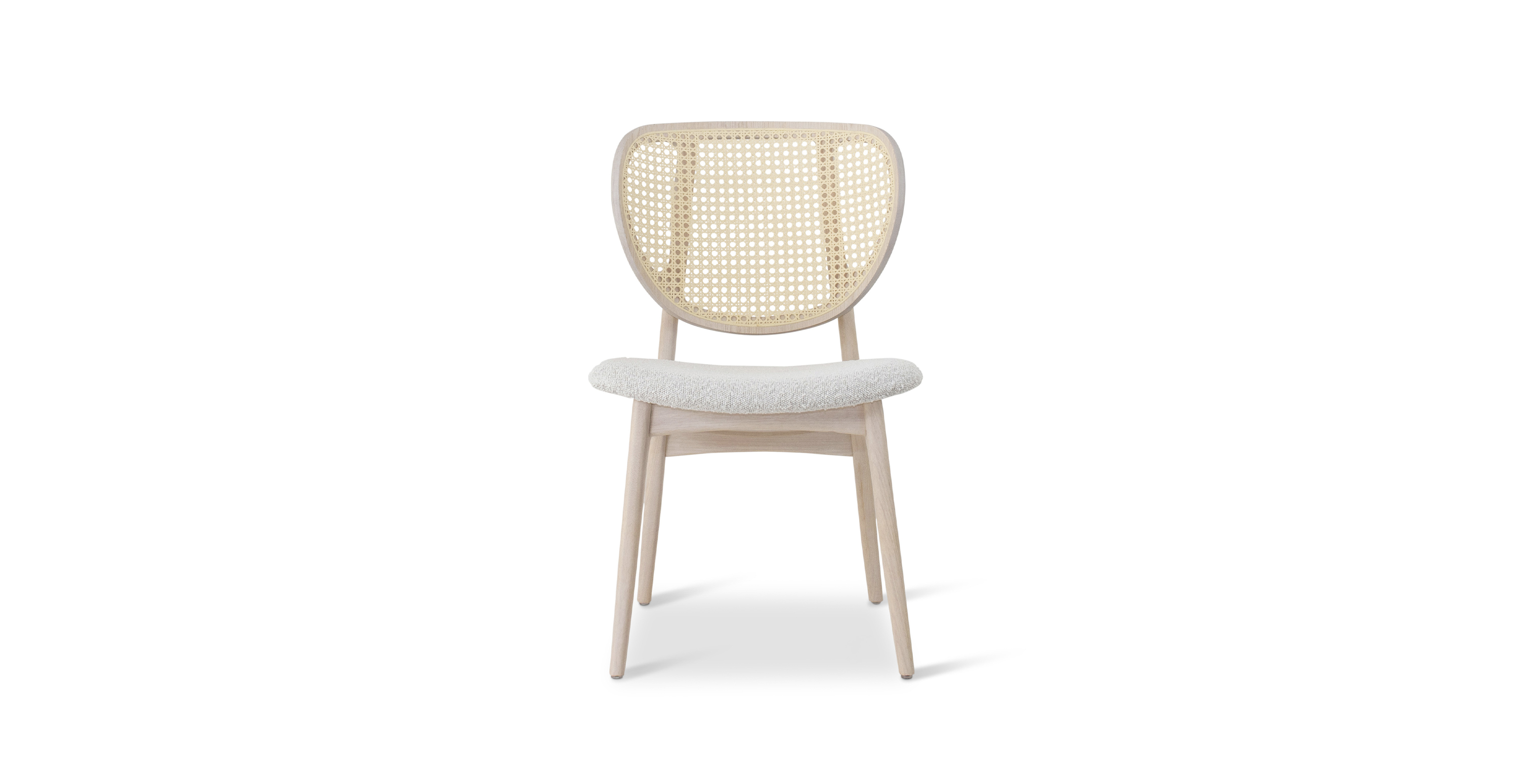 Clarkson Mid Century Rattan Cane Side Chair -  Wood Crafted Glaze - Nevoa - Natural