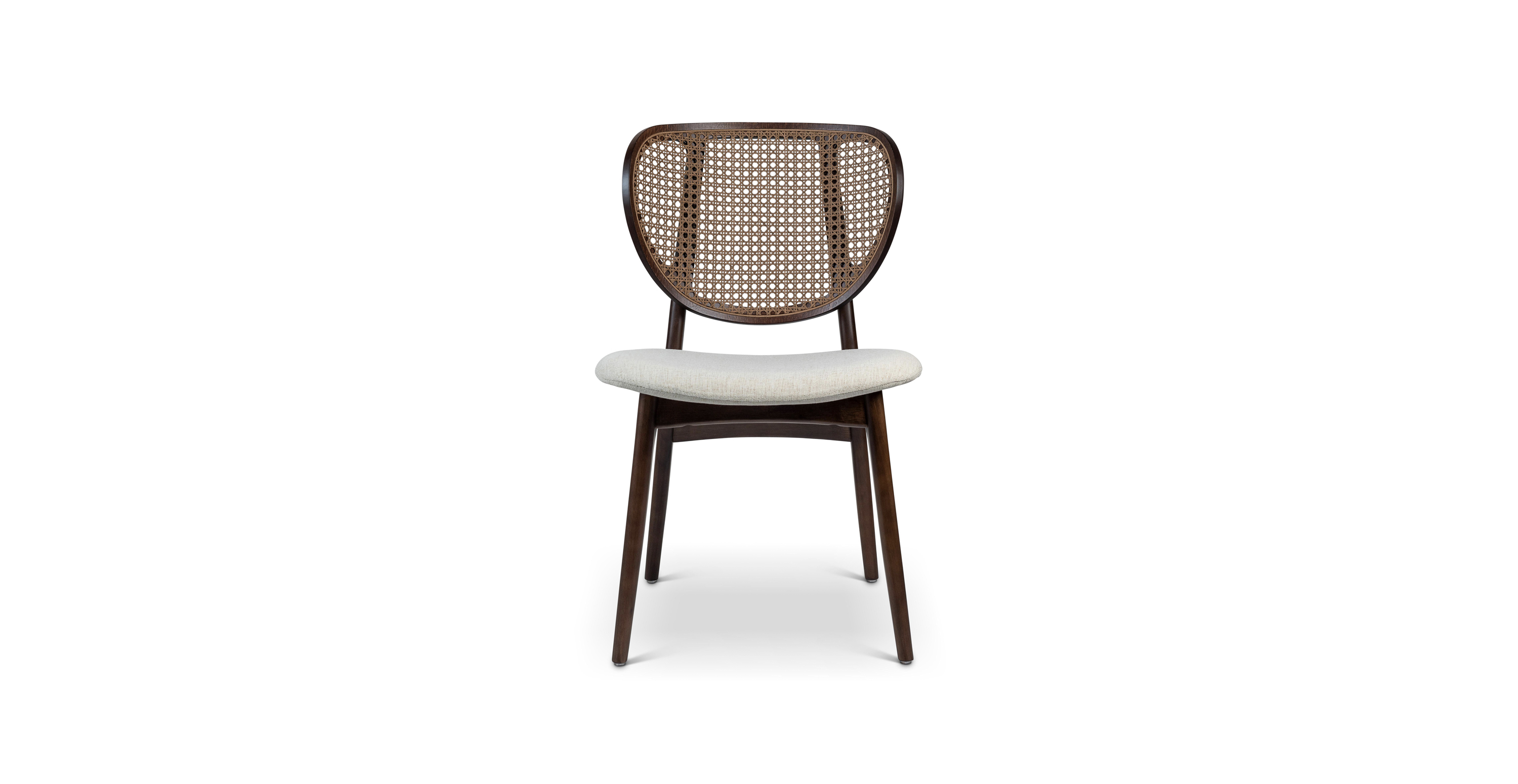 Clarkson Mid Century Rattan Cane Side Chair -  Wood Medley Ivory - Nogal - Nogal
