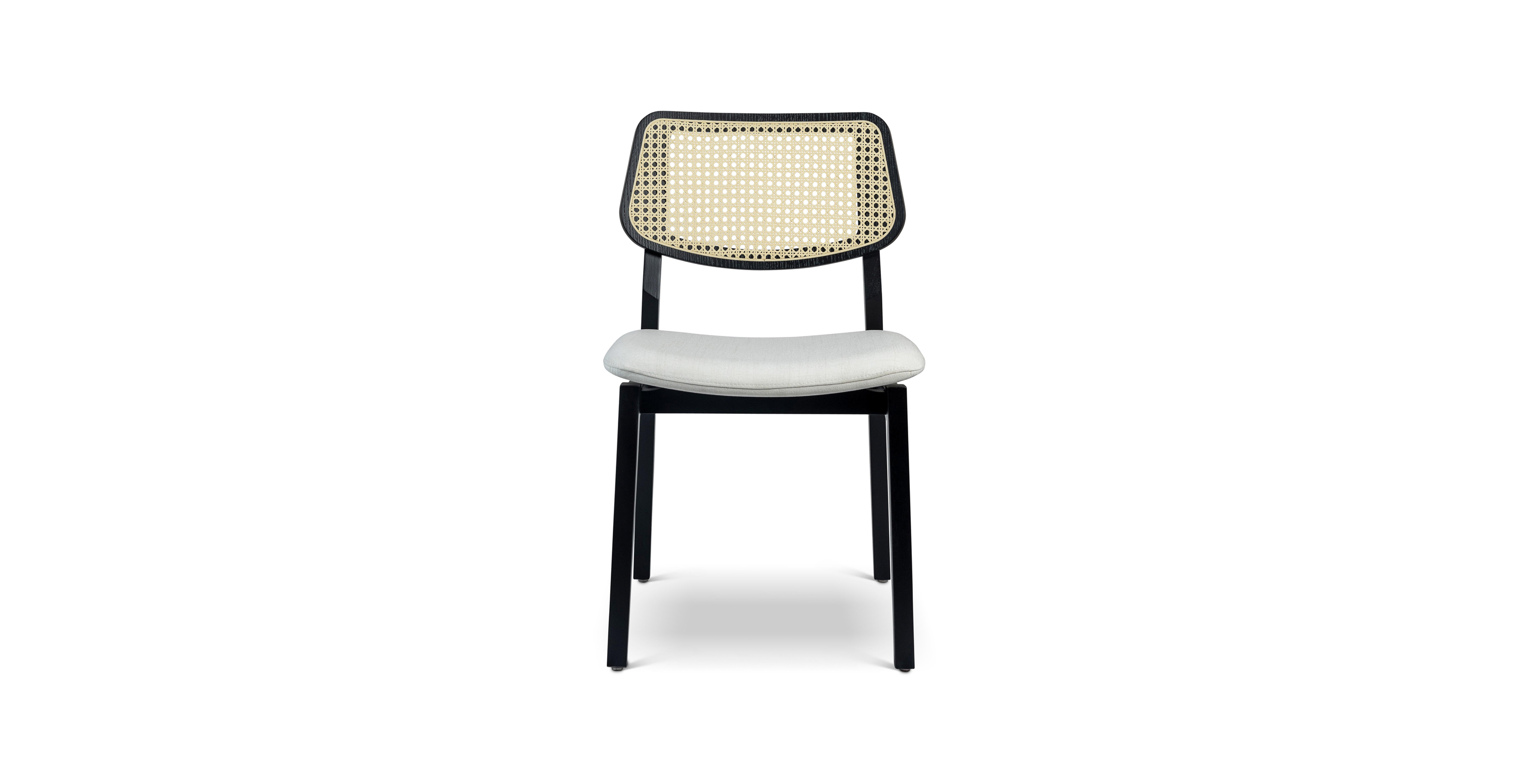 Baxter Mid Century Rattan Cane Side Chair -  Wood Alabaster - Ebano