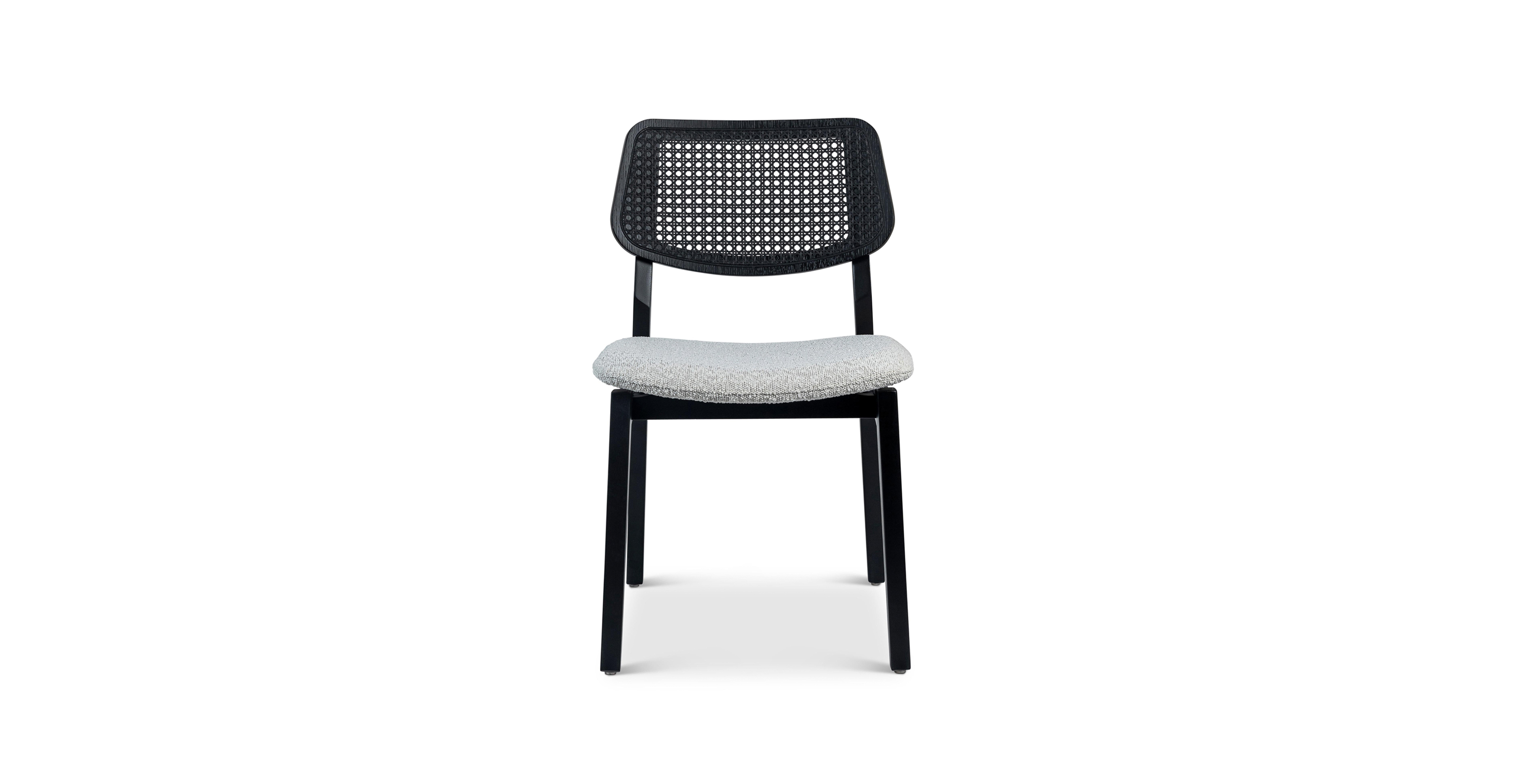 Baxter Mid Century Rattan Cane Side Chair -  Wood Crafted Glaze - Ebano