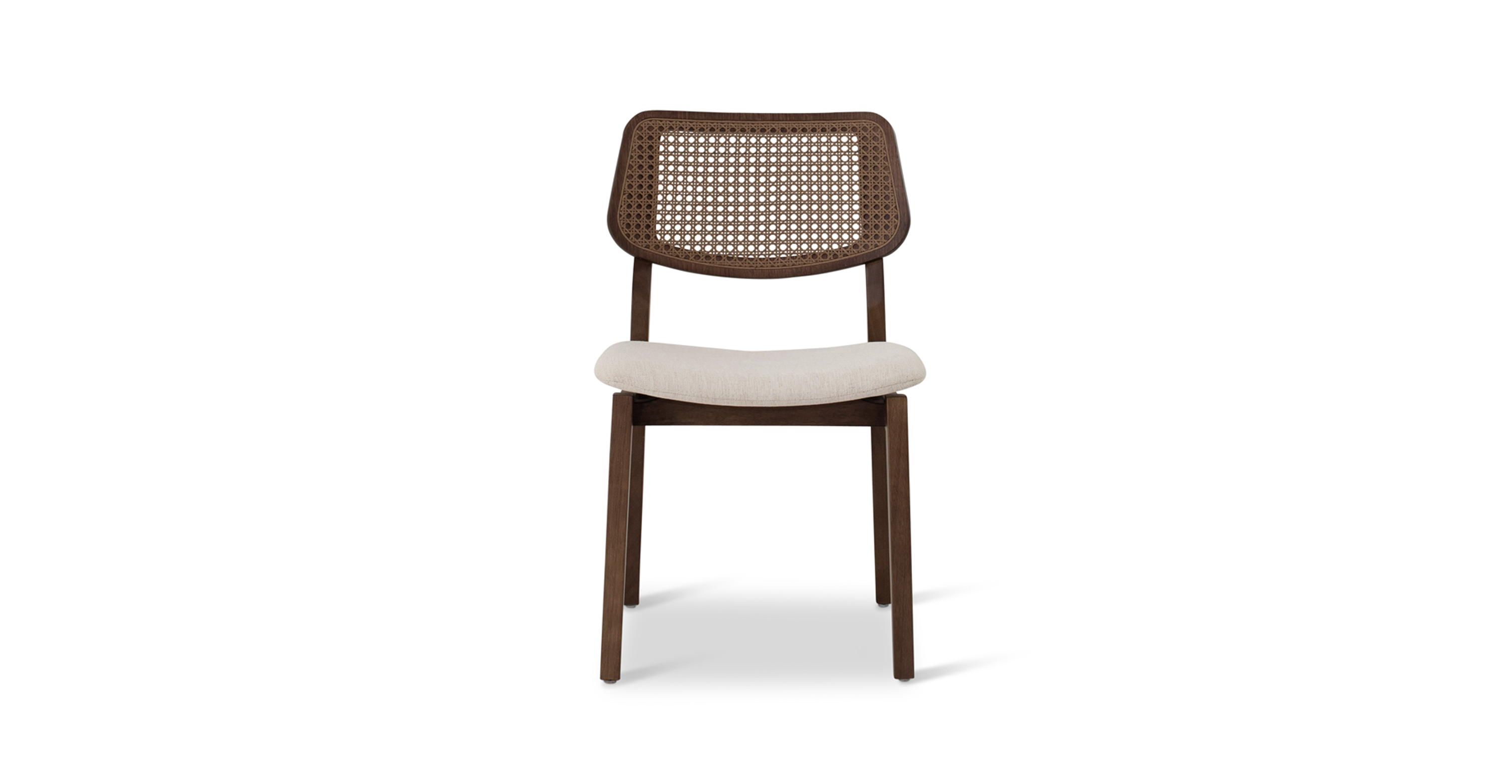 Baxter Mid Century Rattan Cane Side Chair -  Wood Medley Ivory - Nogal