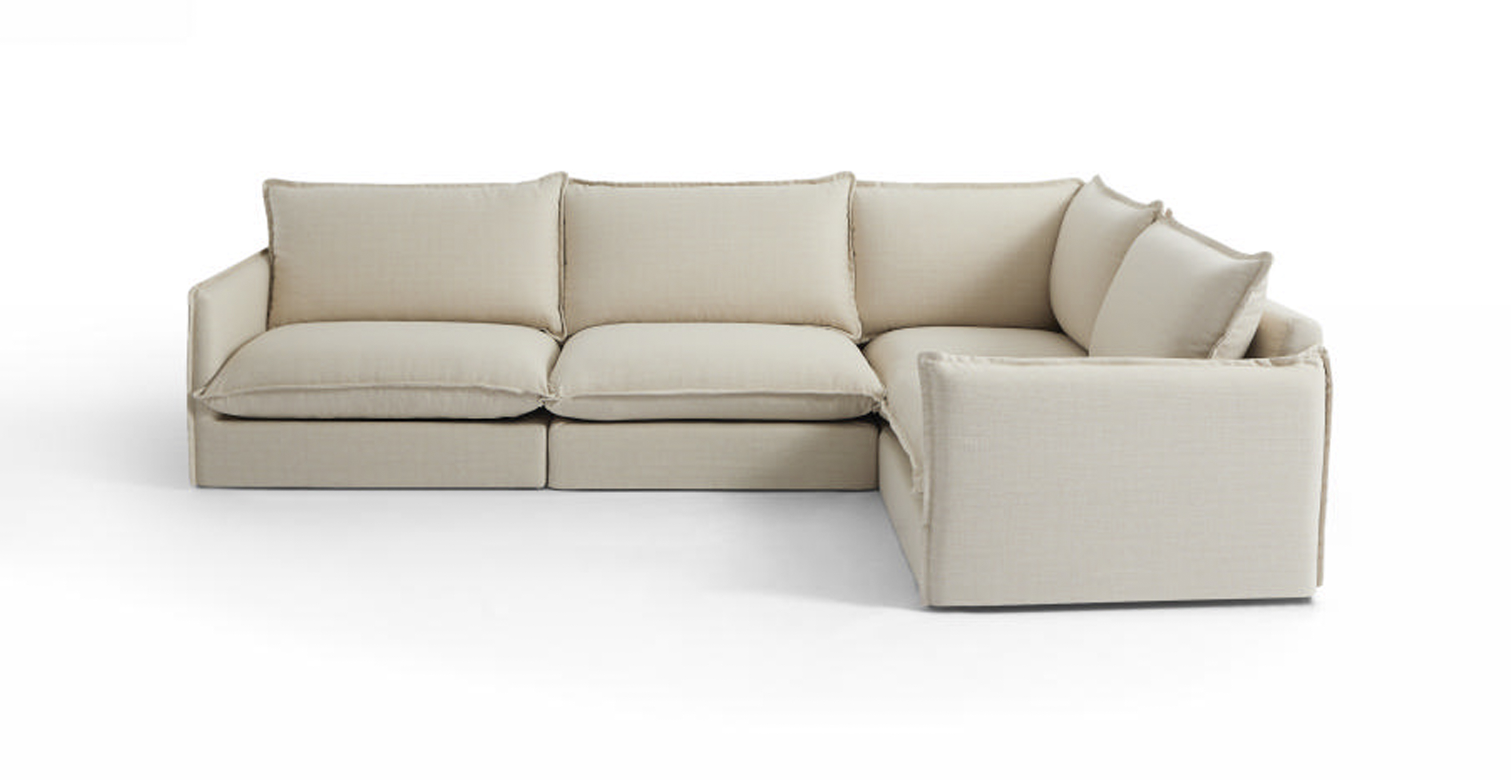 Neva Organic Modern L-Shape Sectional Sofa -  Linen Beige