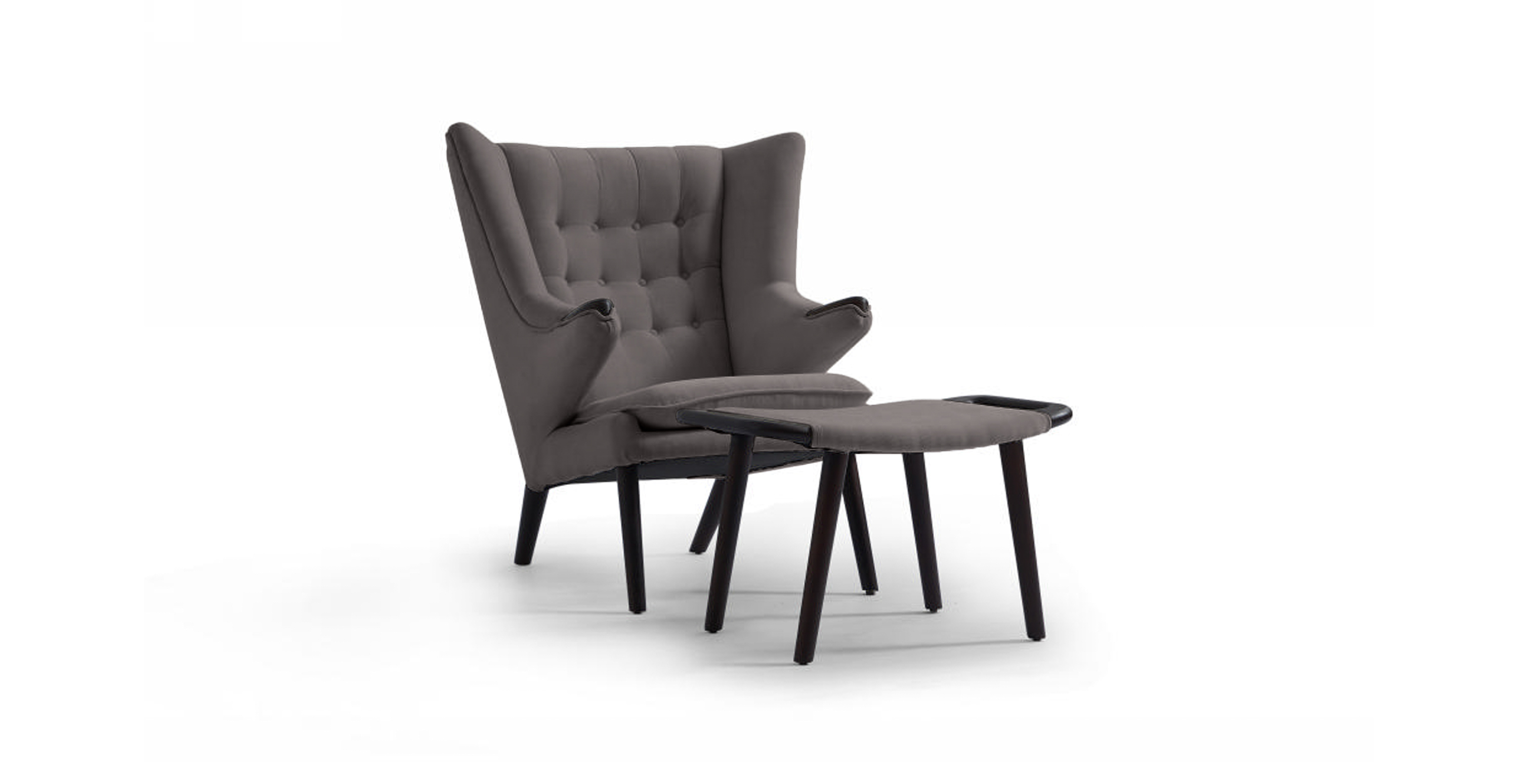 Papa Bear Chair & Ottoman - Walnut - Dark Gray Chenille