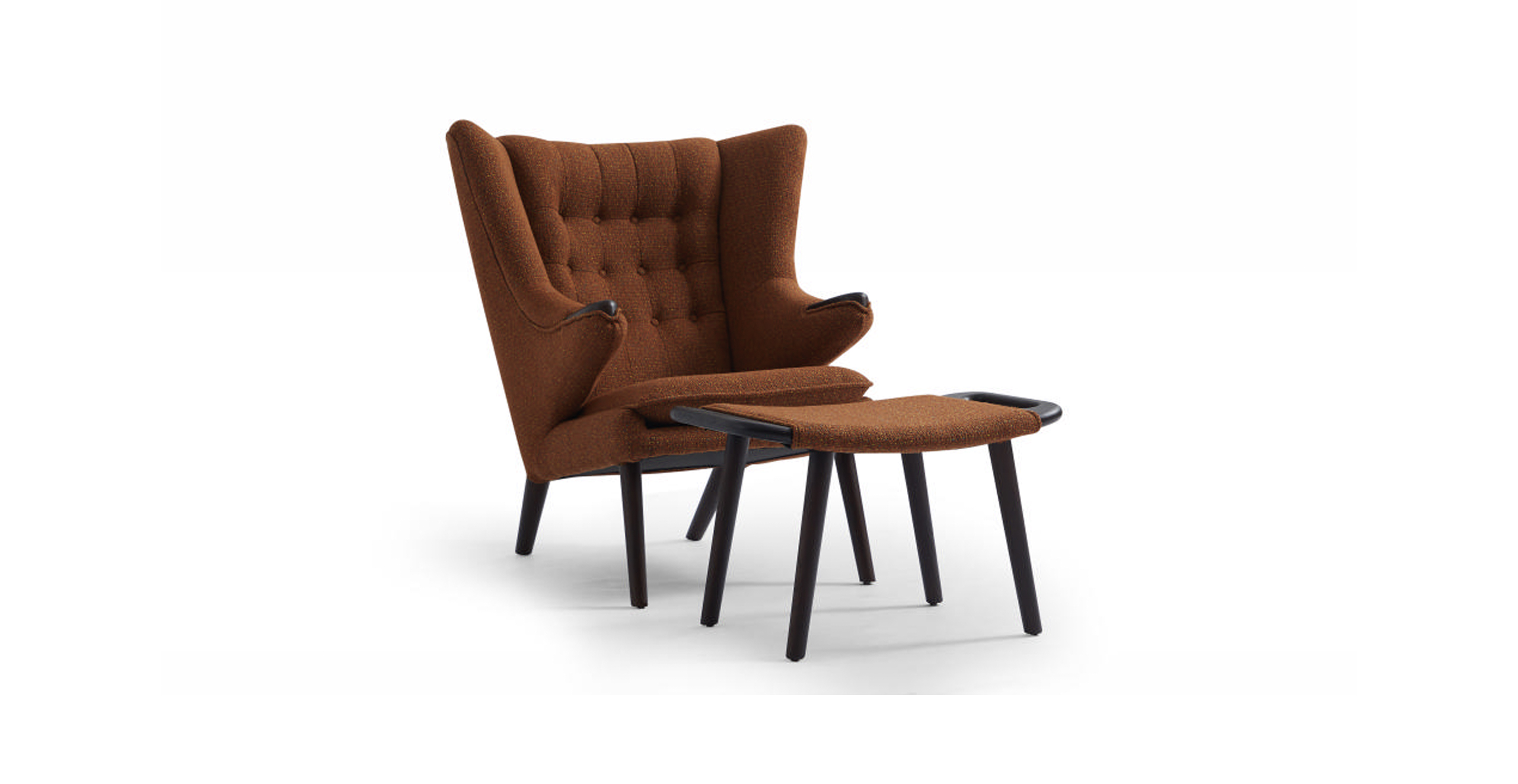 Papa Bear Chair & Ottoman - Walnut - Brown Tweed