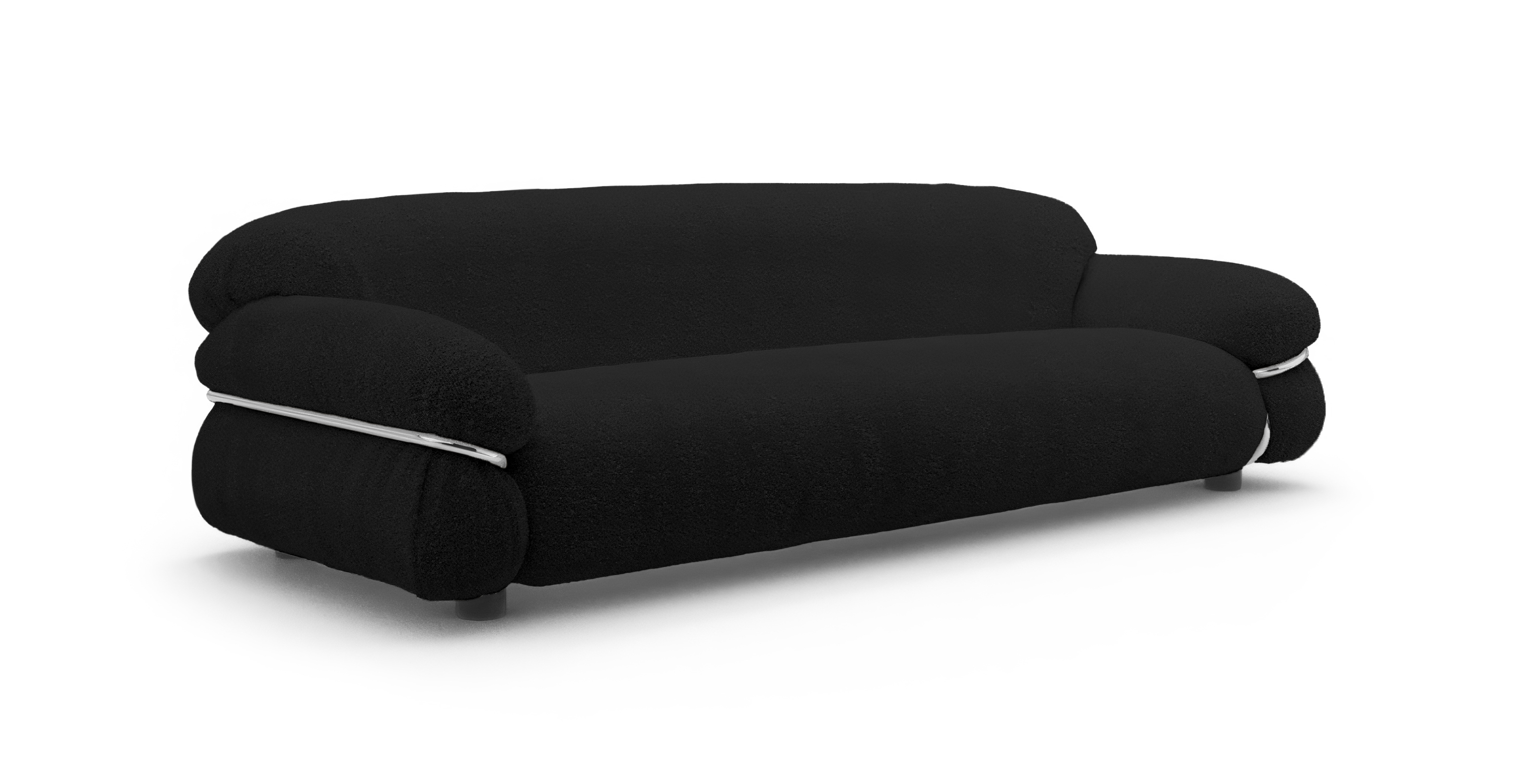 Frattini Sesann 3 Seater Sofa -  Black Boucle Boucle