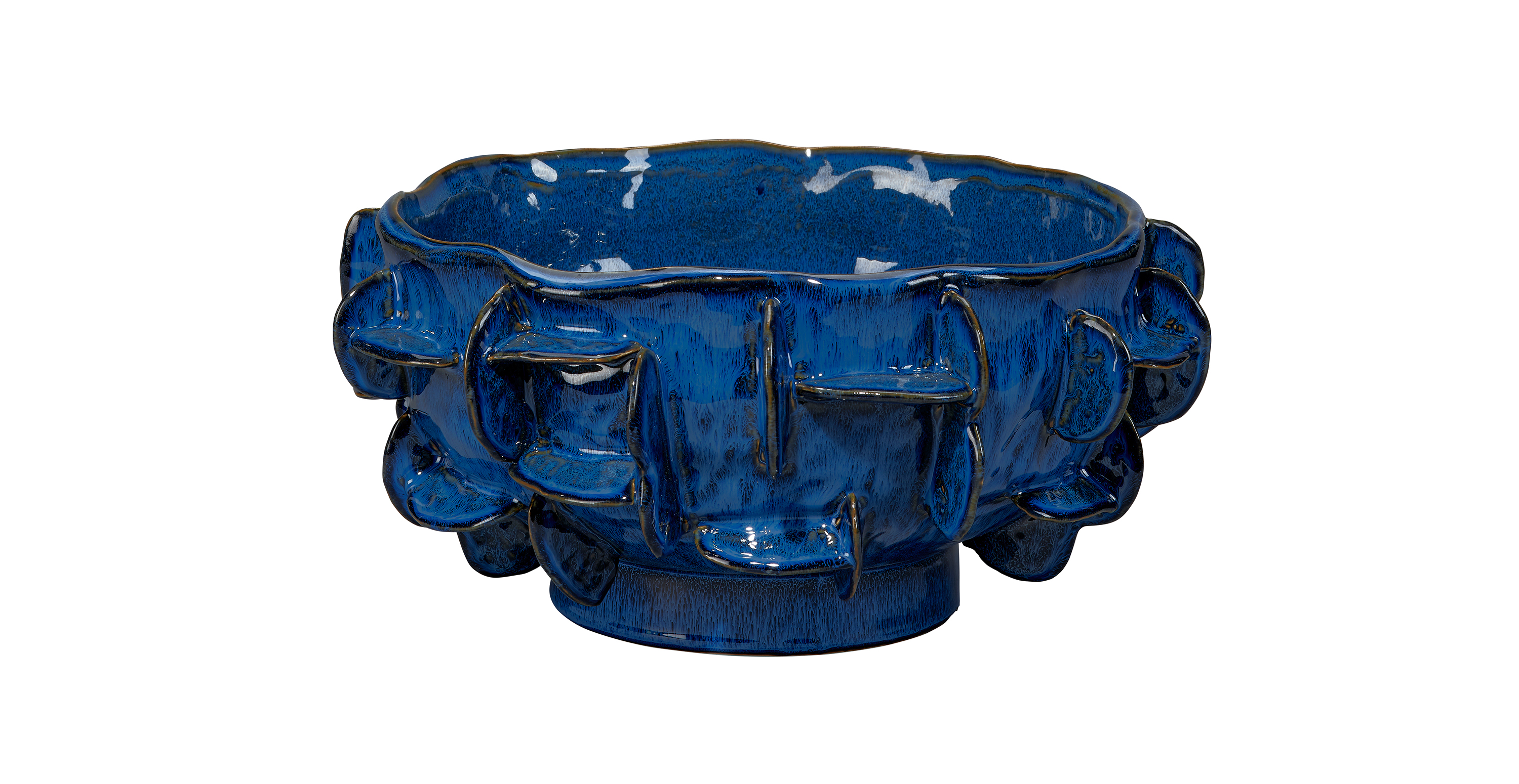 Atlas Ceramic Decorative Bowl -  Ceramic Cobalt Blue