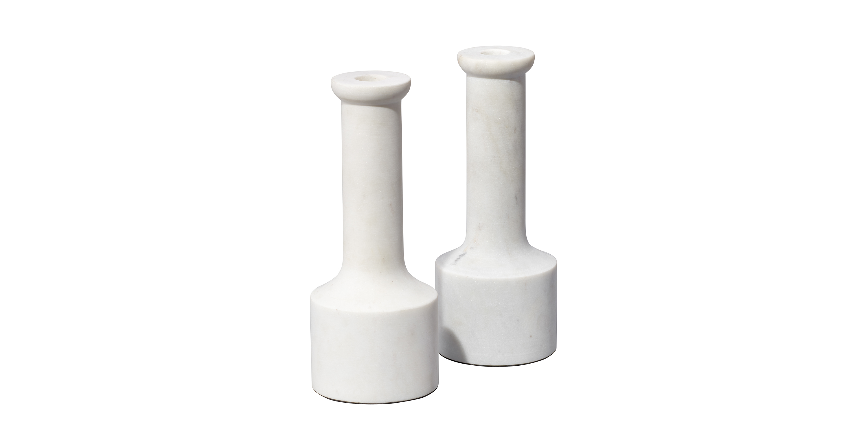 Aster Marble Candlesticks (Set of 2) -  White