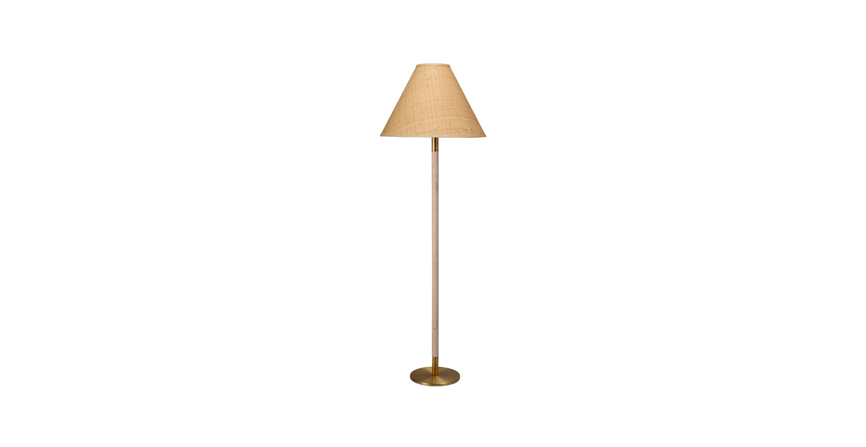 Draco Metal and Rubber Wood Floor Lamp -  Antique Brass