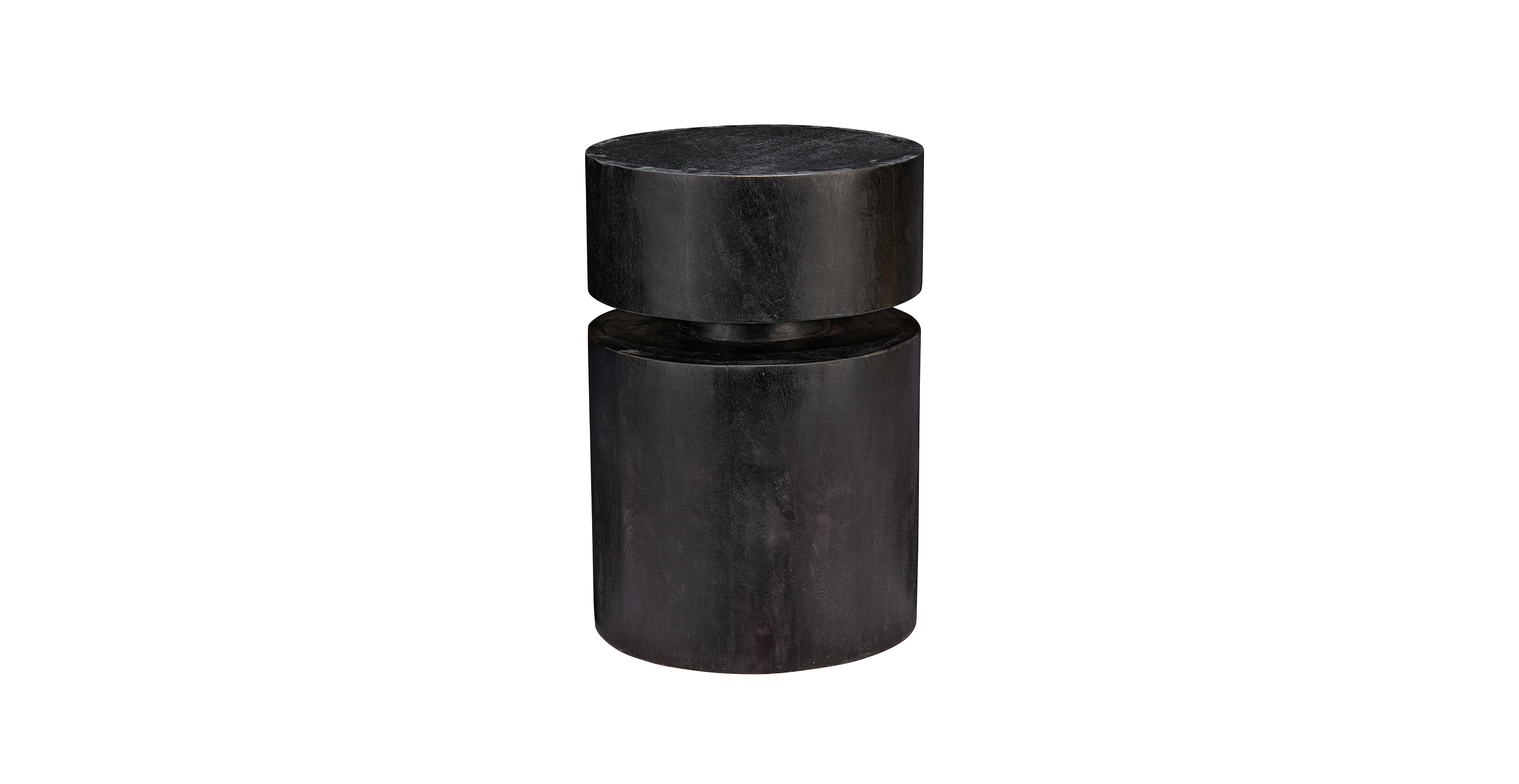 Nax Wood Round Side Table -  Mango Wood Charcoal