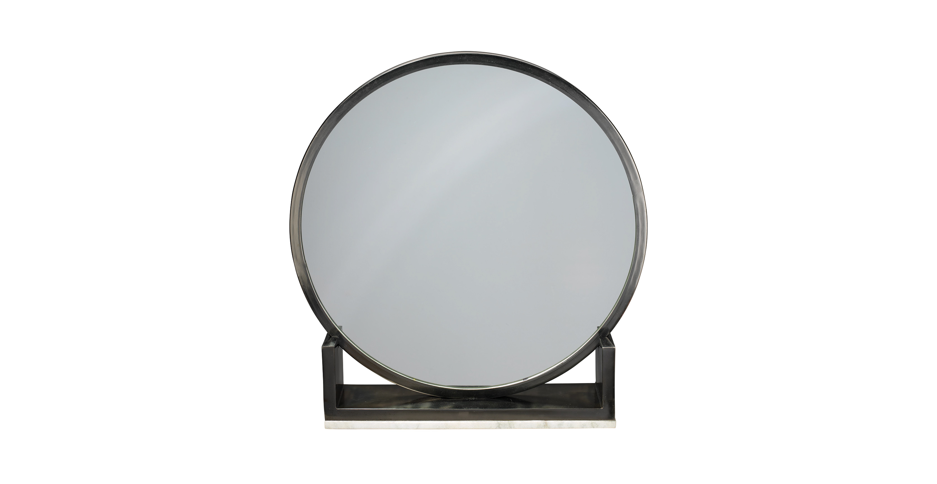 Niko Decorative Round Table Mirror -  Aluminum Antique Black