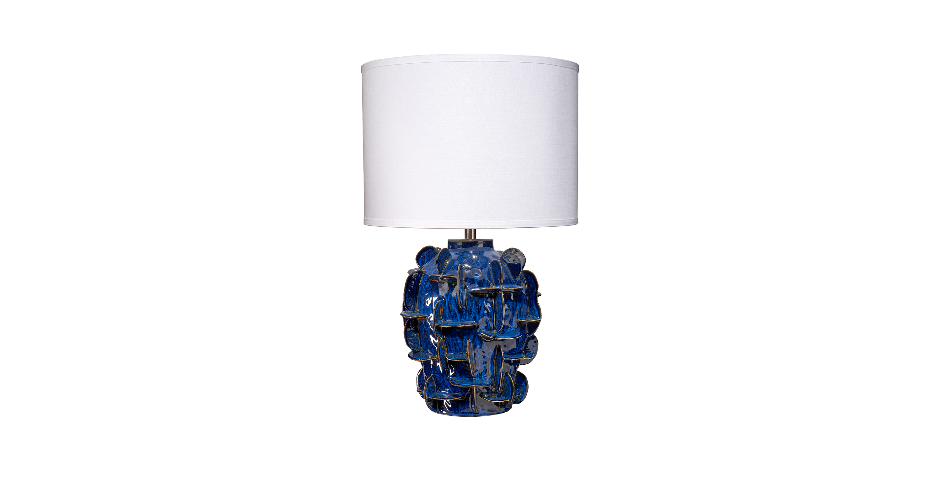 Elara Ceramic Table Lamp with Linen Shade -  Ceramic Cobalt Blue