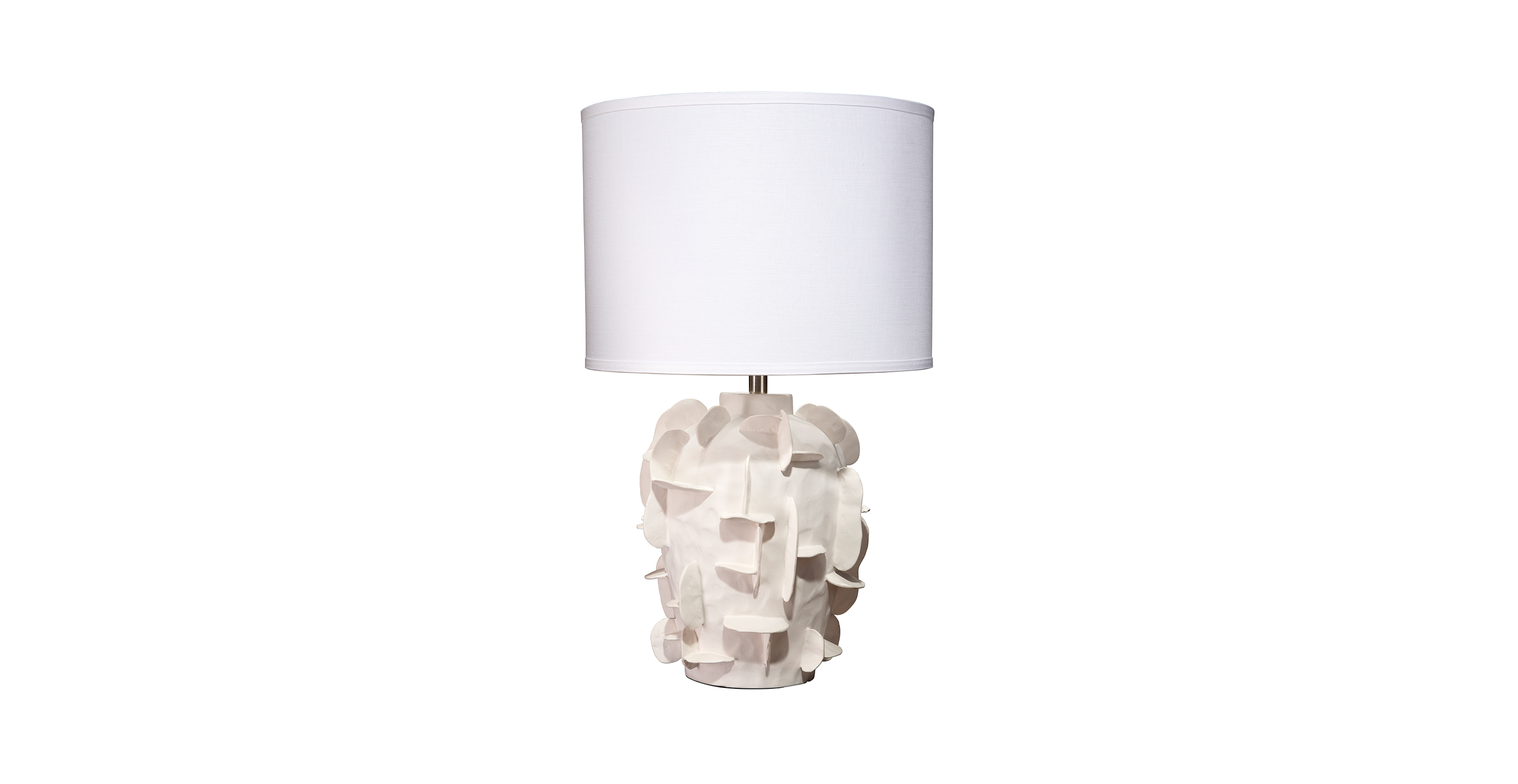 Elara Ceramic Table Lamp with Linen Shade -  Ceramic White