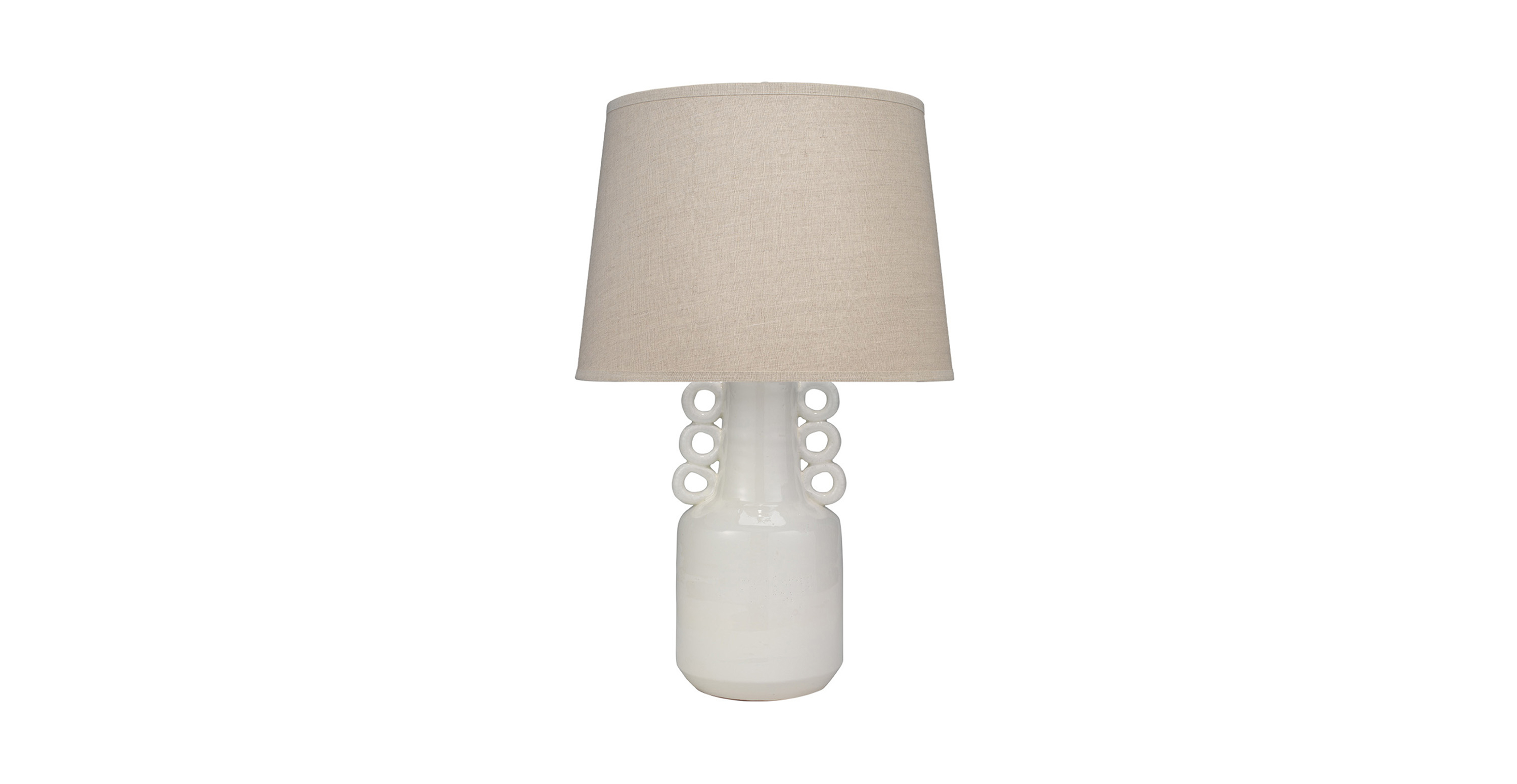 Lira Ceramic Table Lamp with Linen Shade -  White