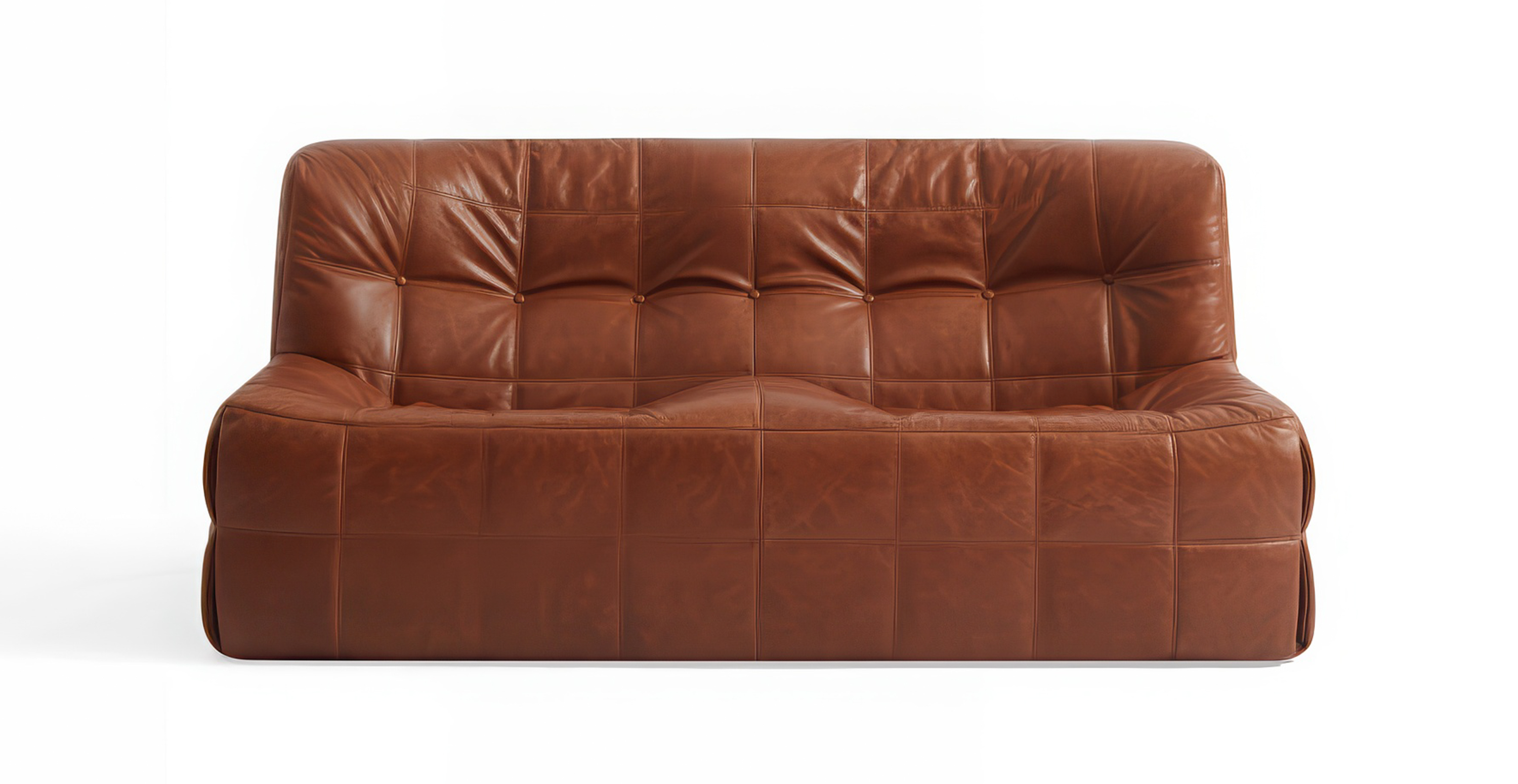 Michel Ducaroy Kashyma Medium Loveseat -  Leather Antique Brown