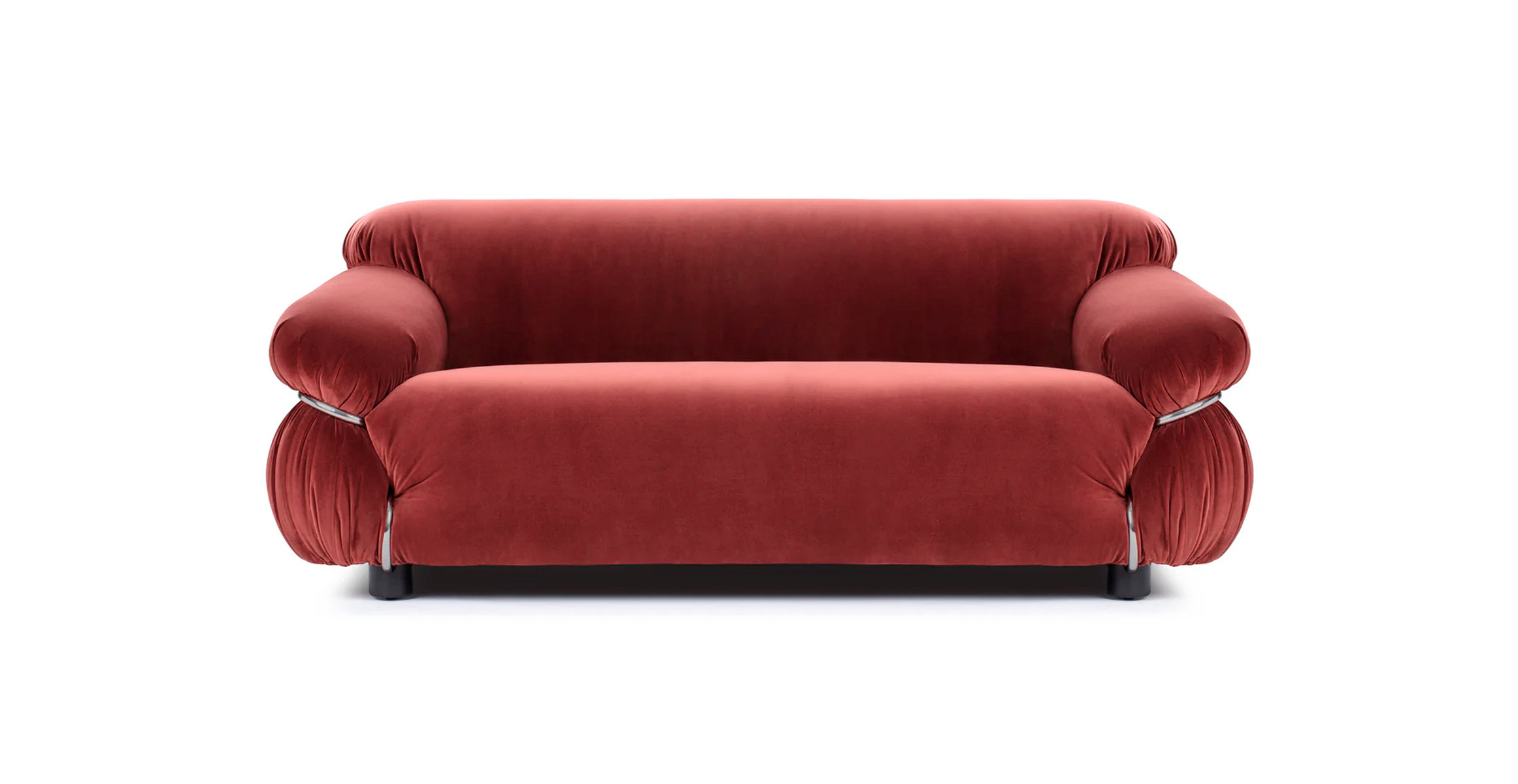 Frattini Sesann 2 Seater Sofa -  Burgundy Cotton Velvet Velvet