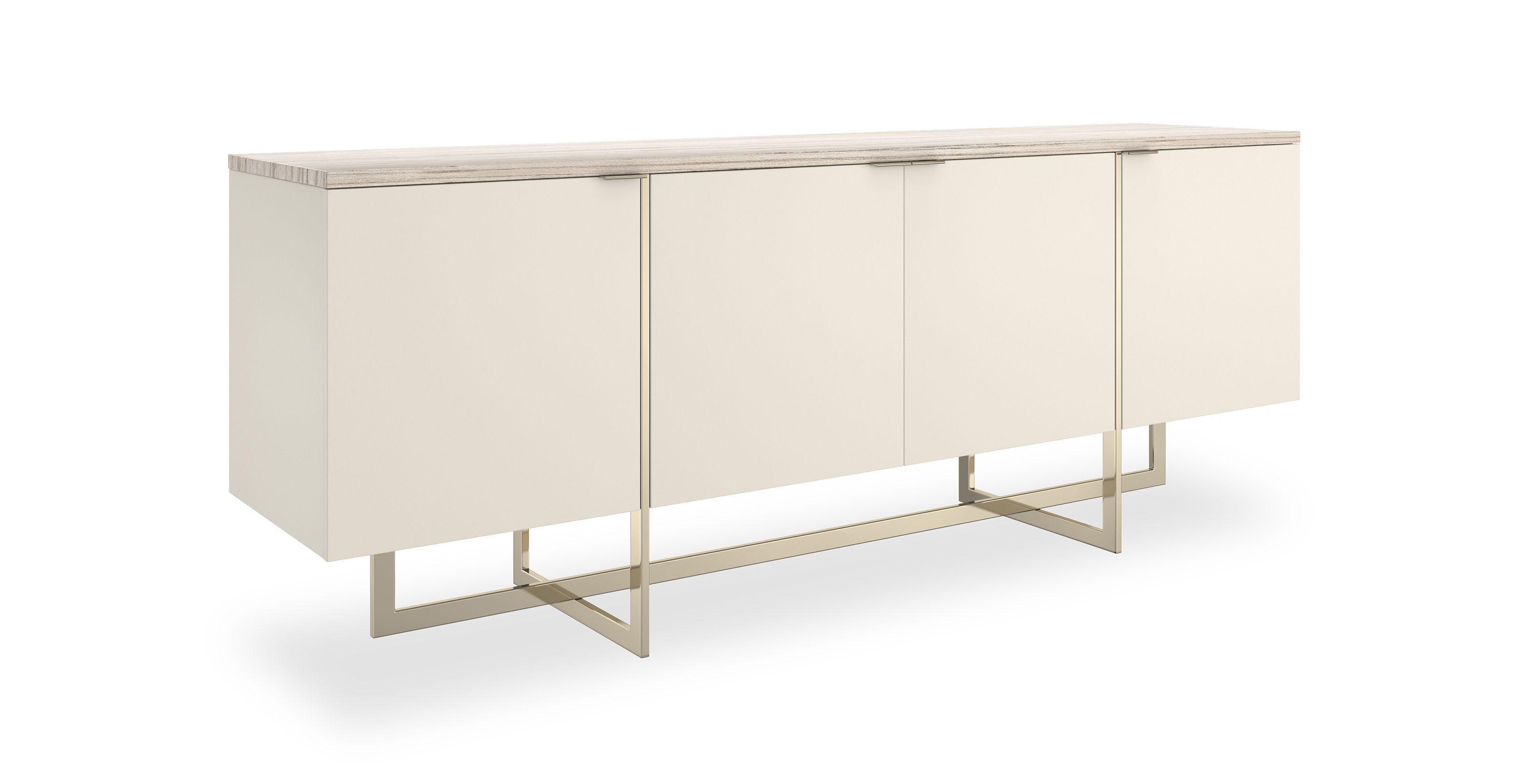 Aspen Metal Stone Console Table - Beige Metal