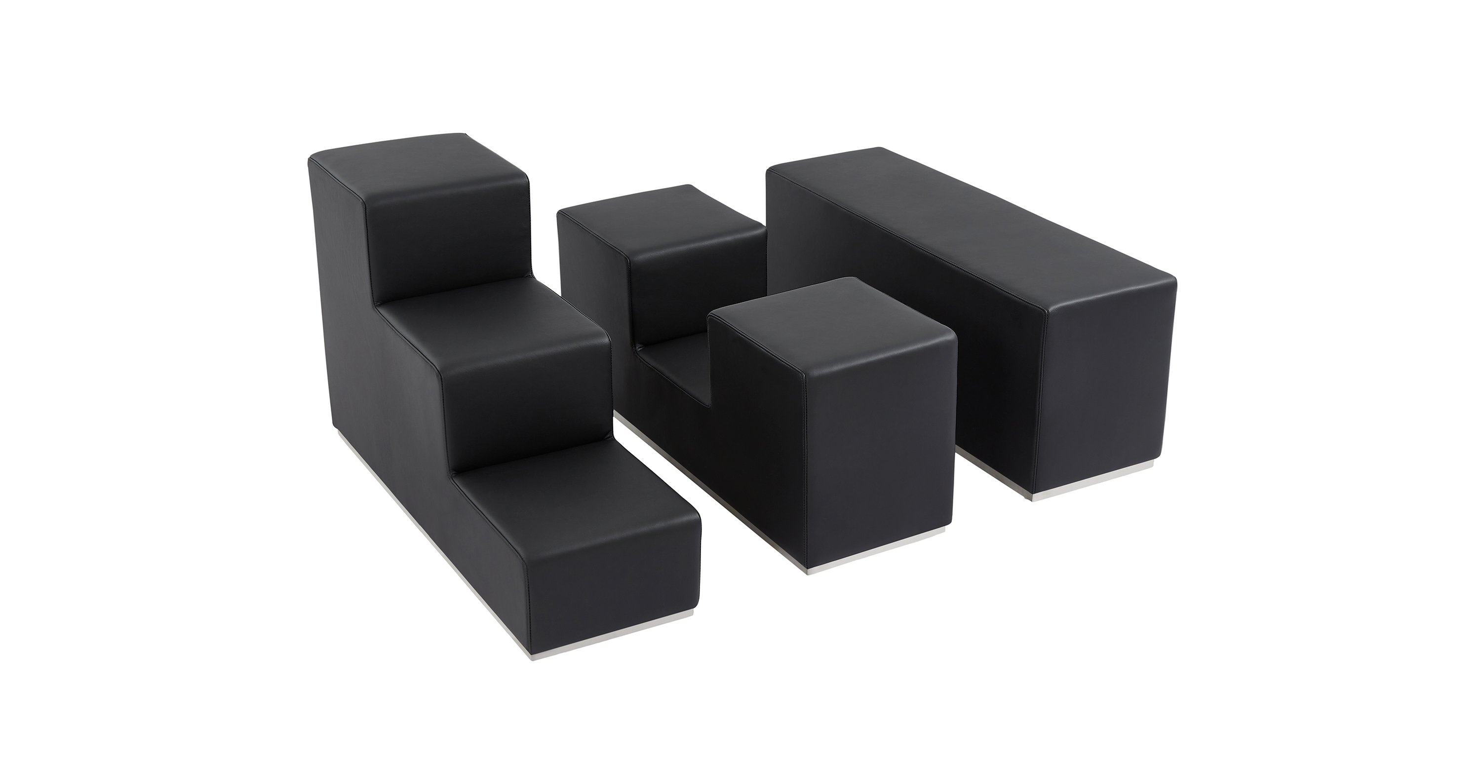 Mario Bellini Scacchi Complement Tables -  Leather Black Leather