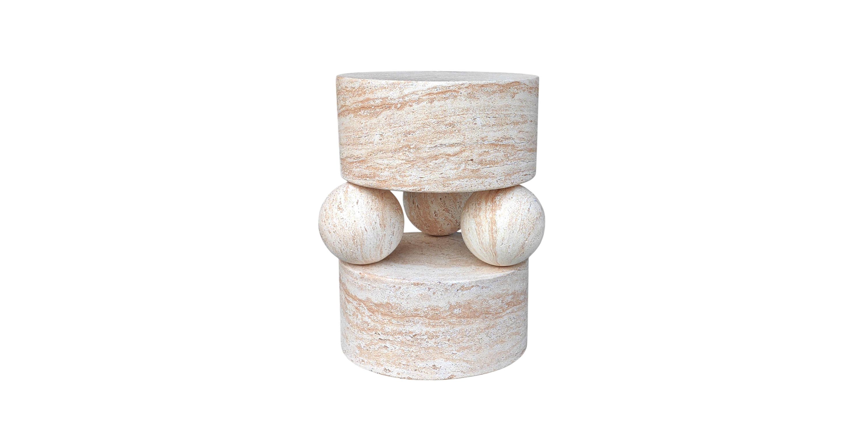 Zyran Side Table -  Concrete Travertine