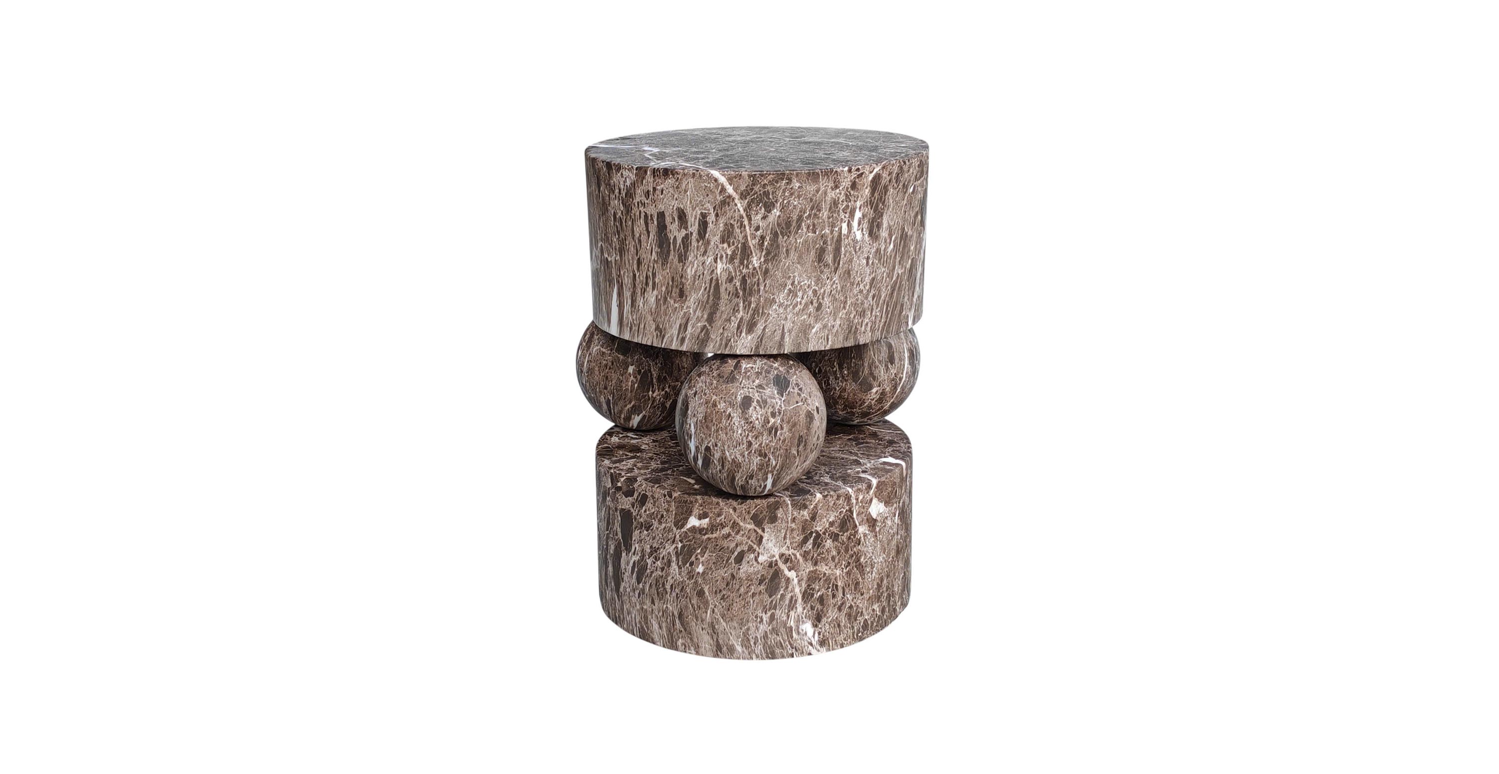 Zyran Side Table - Concrete Espresso