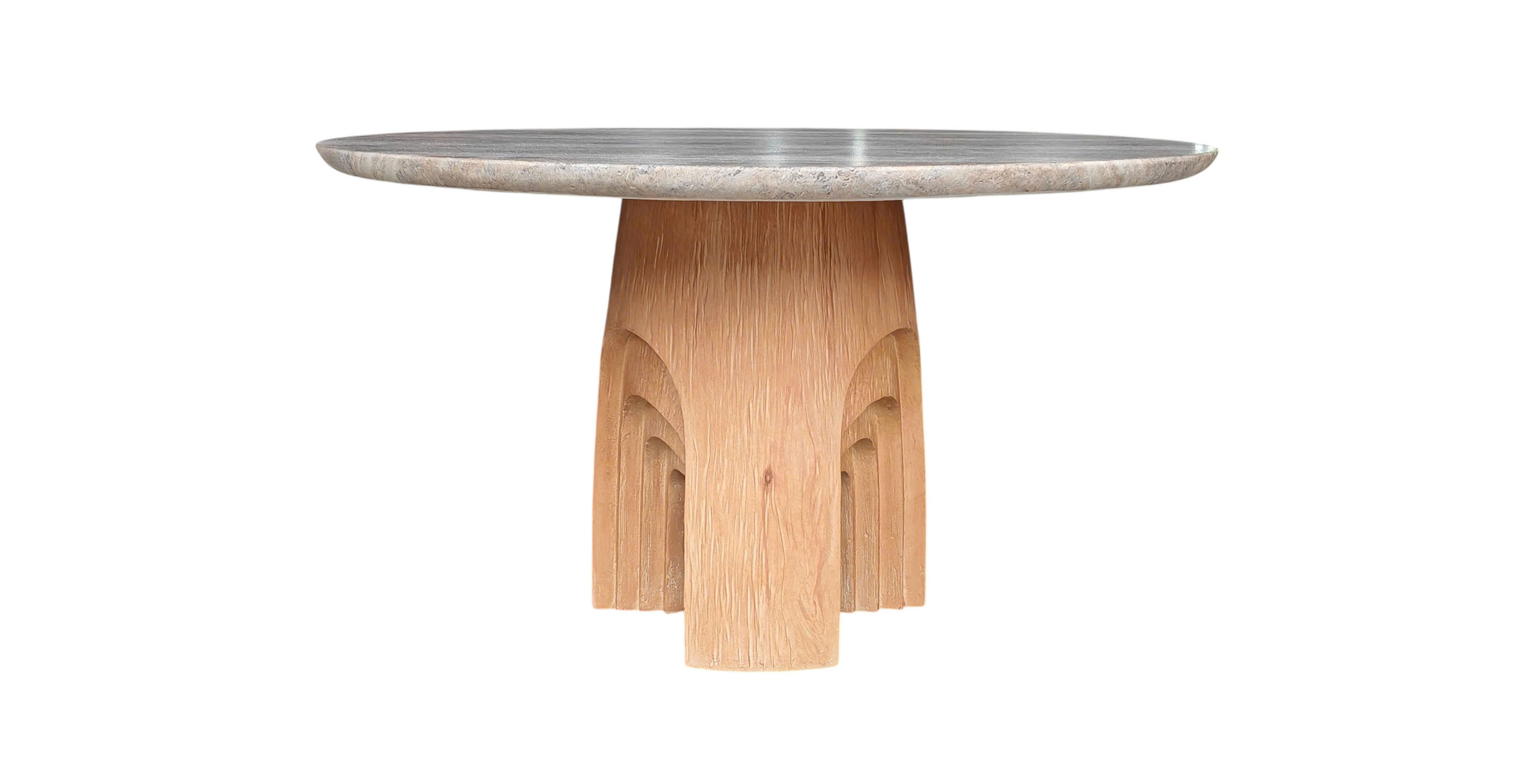 Solan Round Dining Table -  Concrete Travertine