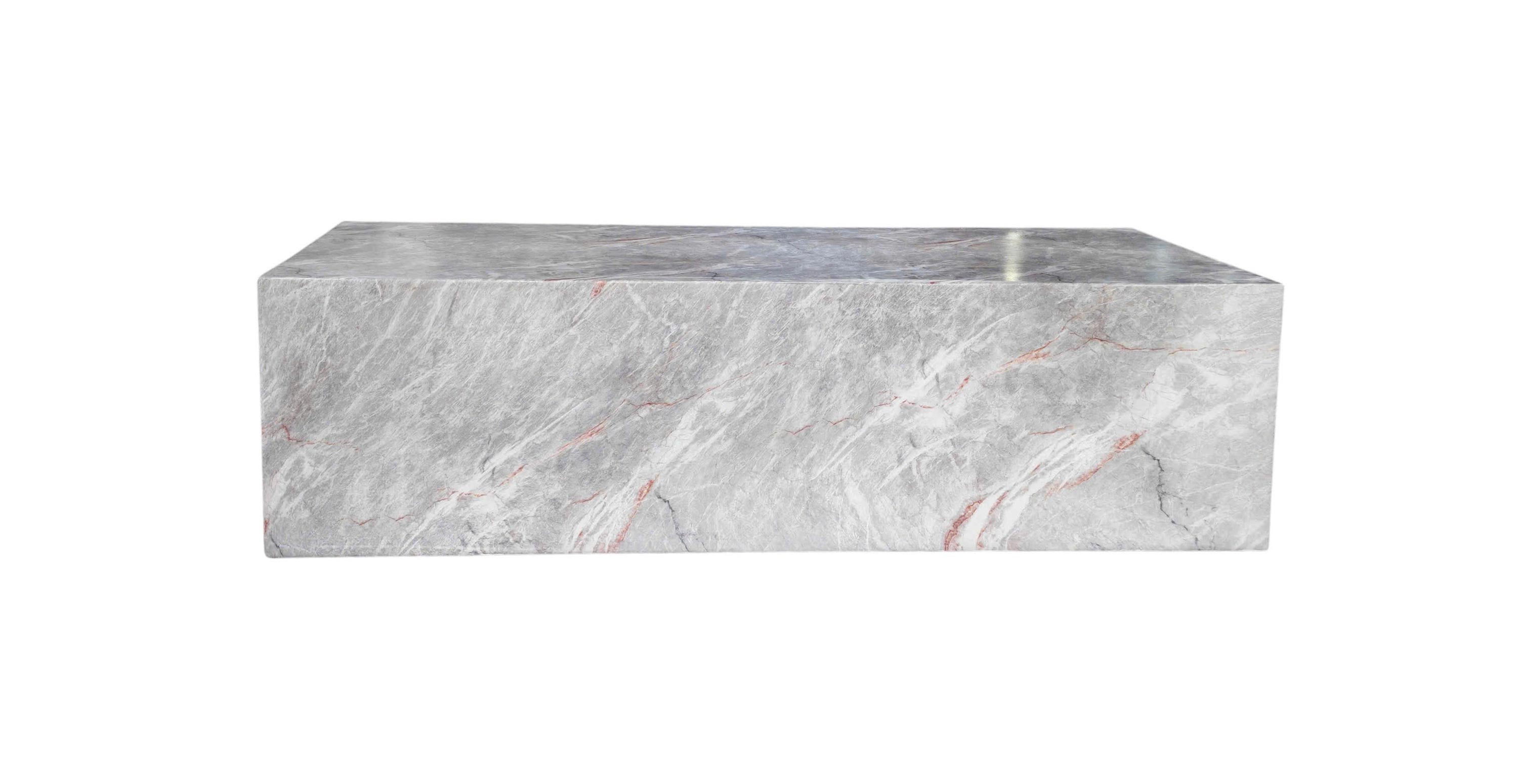 Copenhagen Concrete Plinth Block Large Coffee Table - Concrete Stone Grey 56"