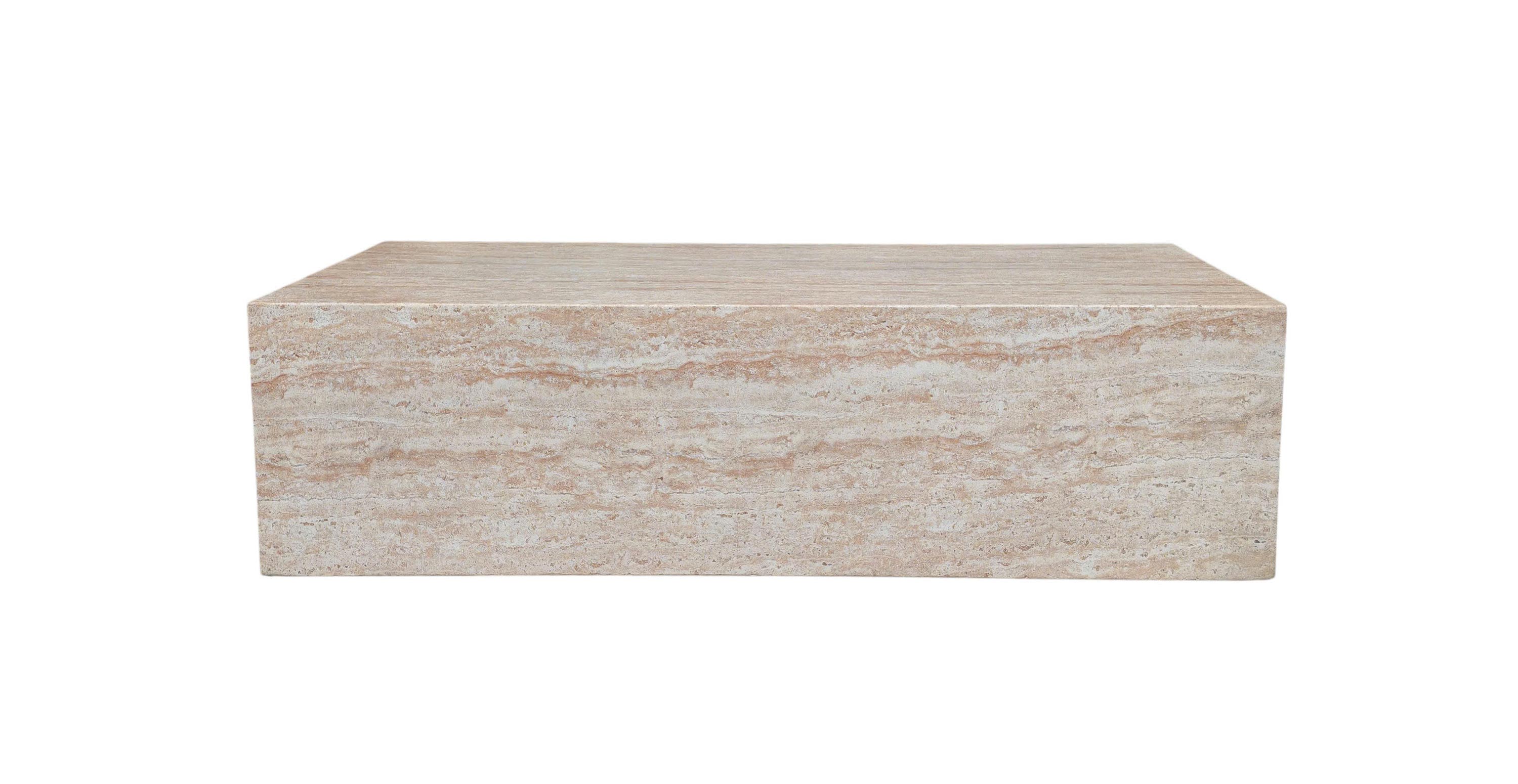 Copenhagen Concrete Plinth Block Large Coffee Table -  Concrete Travertine 39"