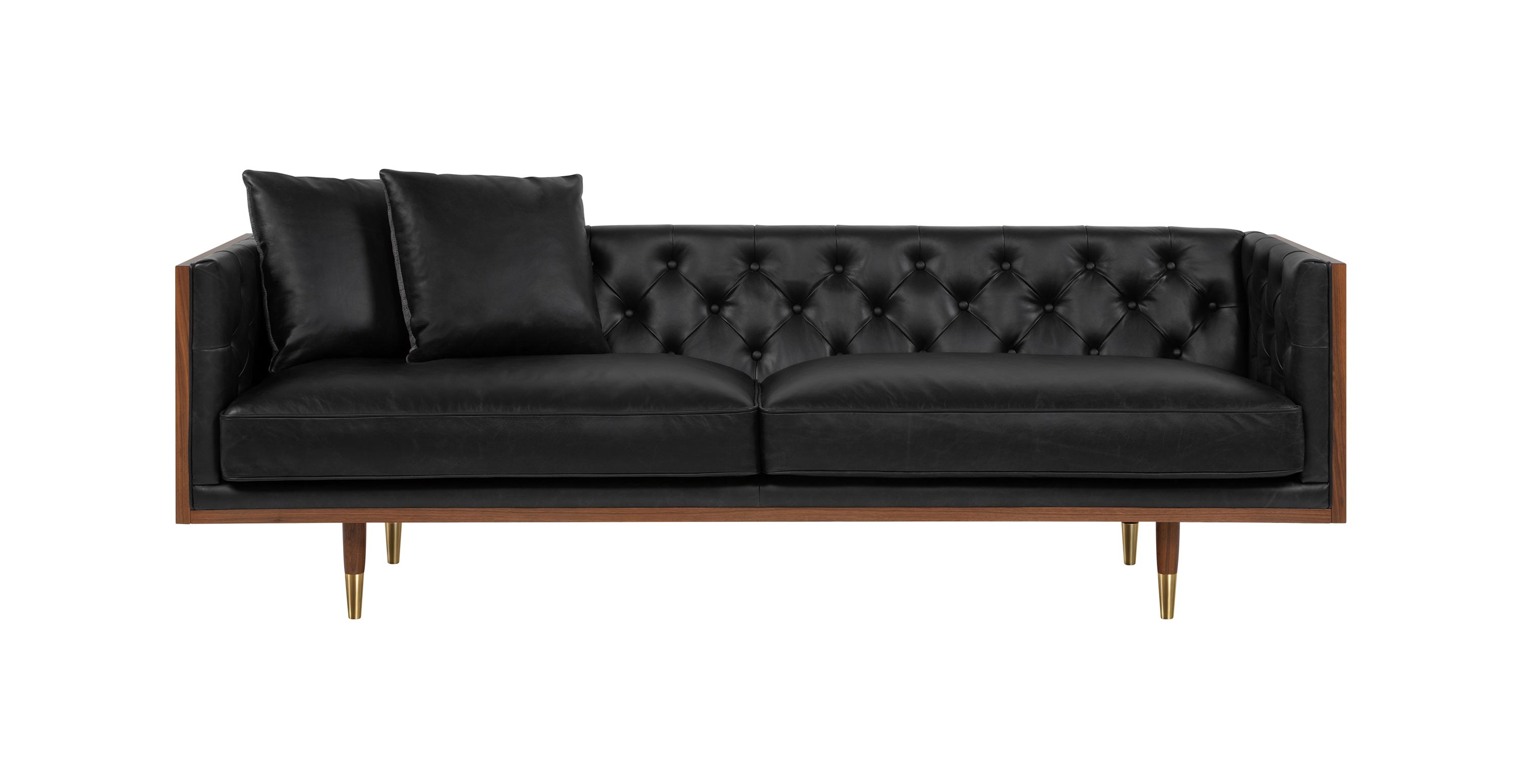 Woodrow Neo 87" Leather Sofa -  Leather Oxford Black