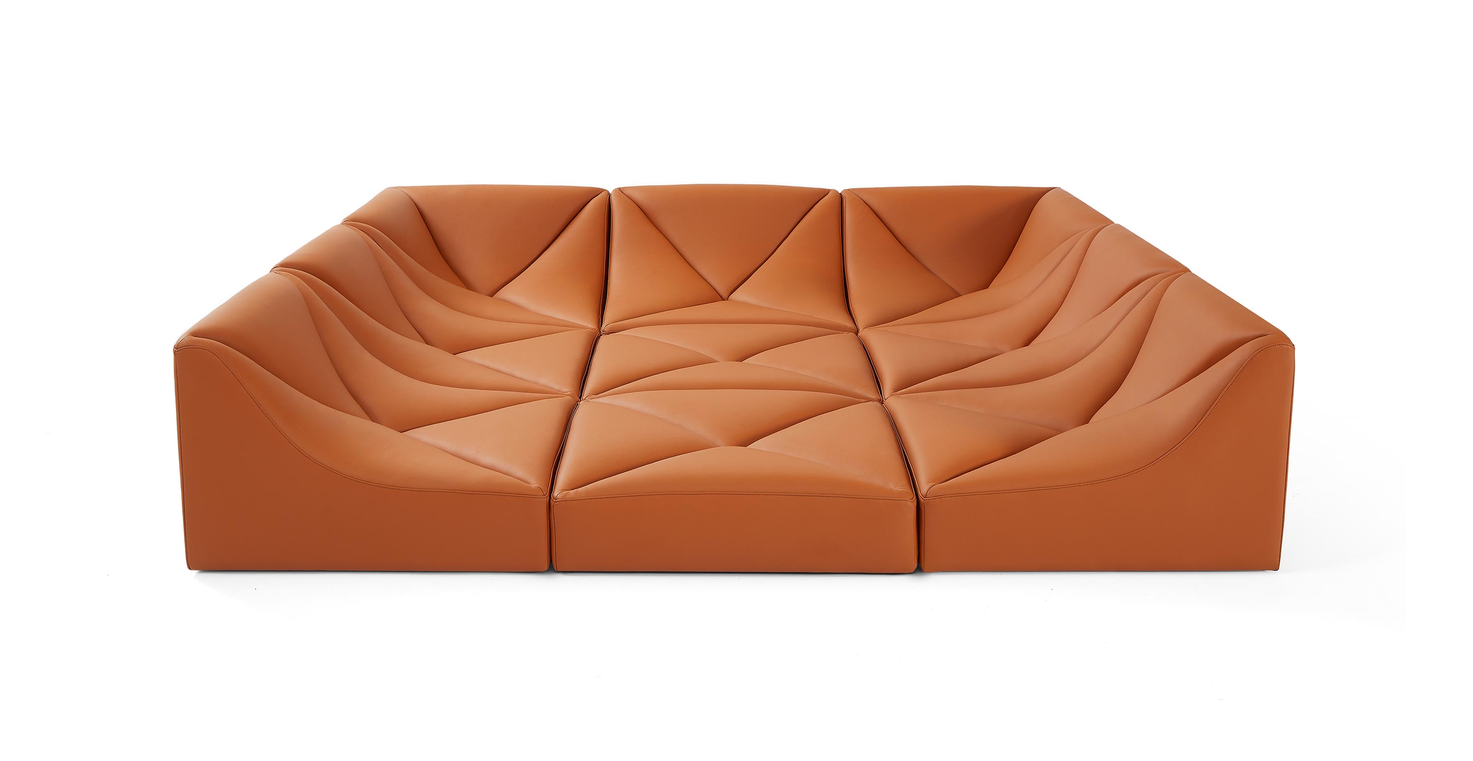 Dune Sectional Sofa -  Leather Camel Aniline