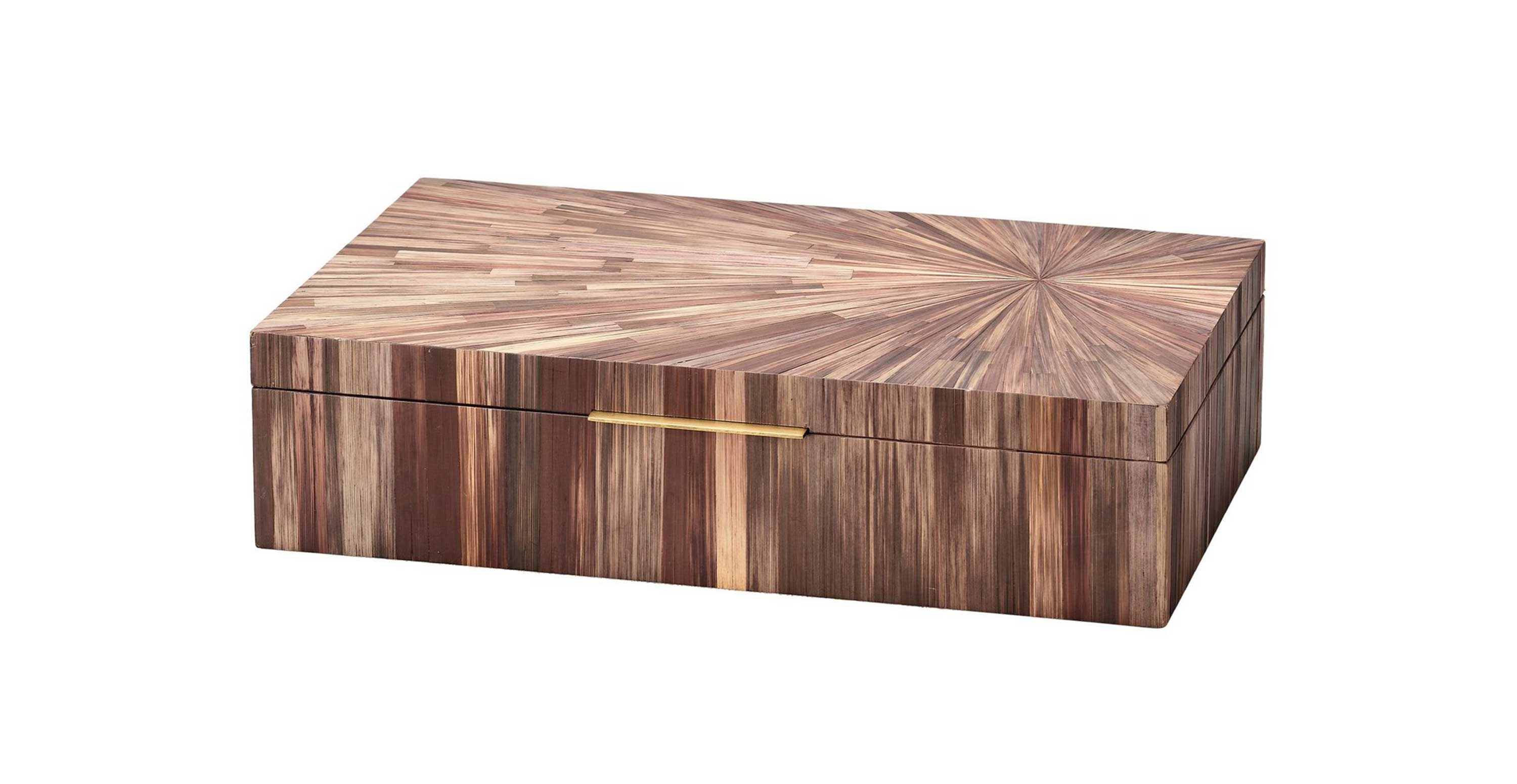 Glamour Traditional Straw MDF Marquetry Box - Straw MDF Brown