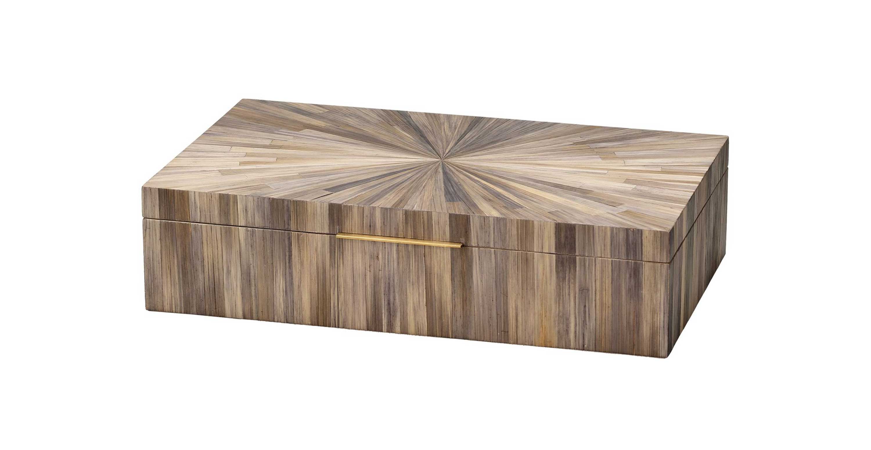 Glamour Traditional Straw MDF Marquetry Box -  Straw MDF Grey